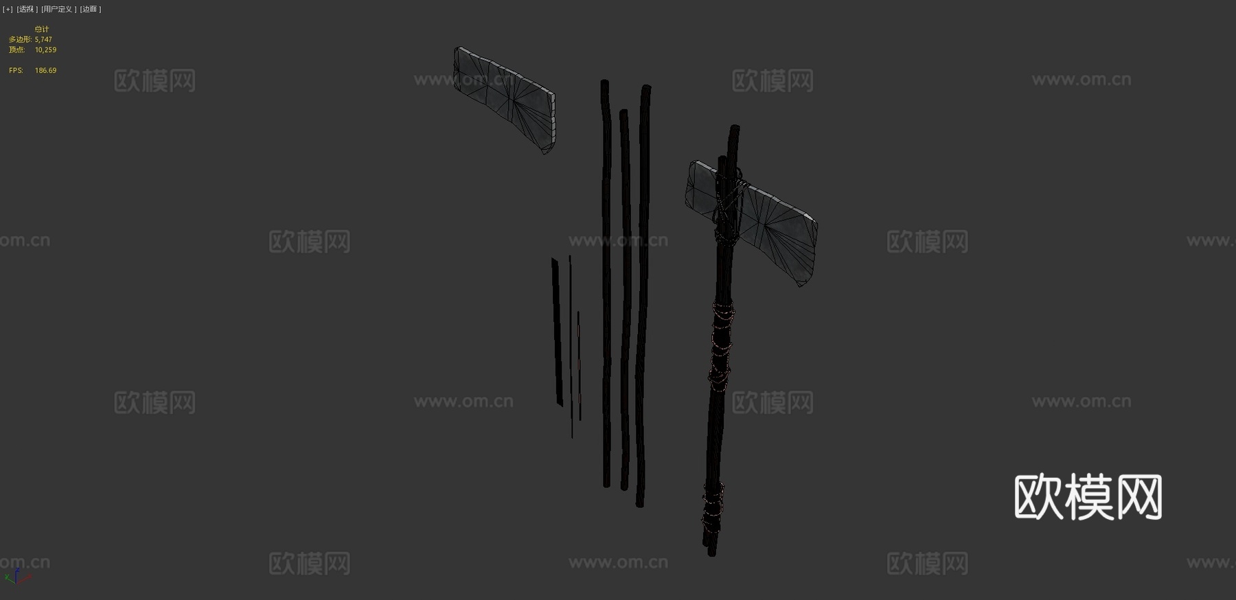 手工金属斧33d模型下载（渲染图4）