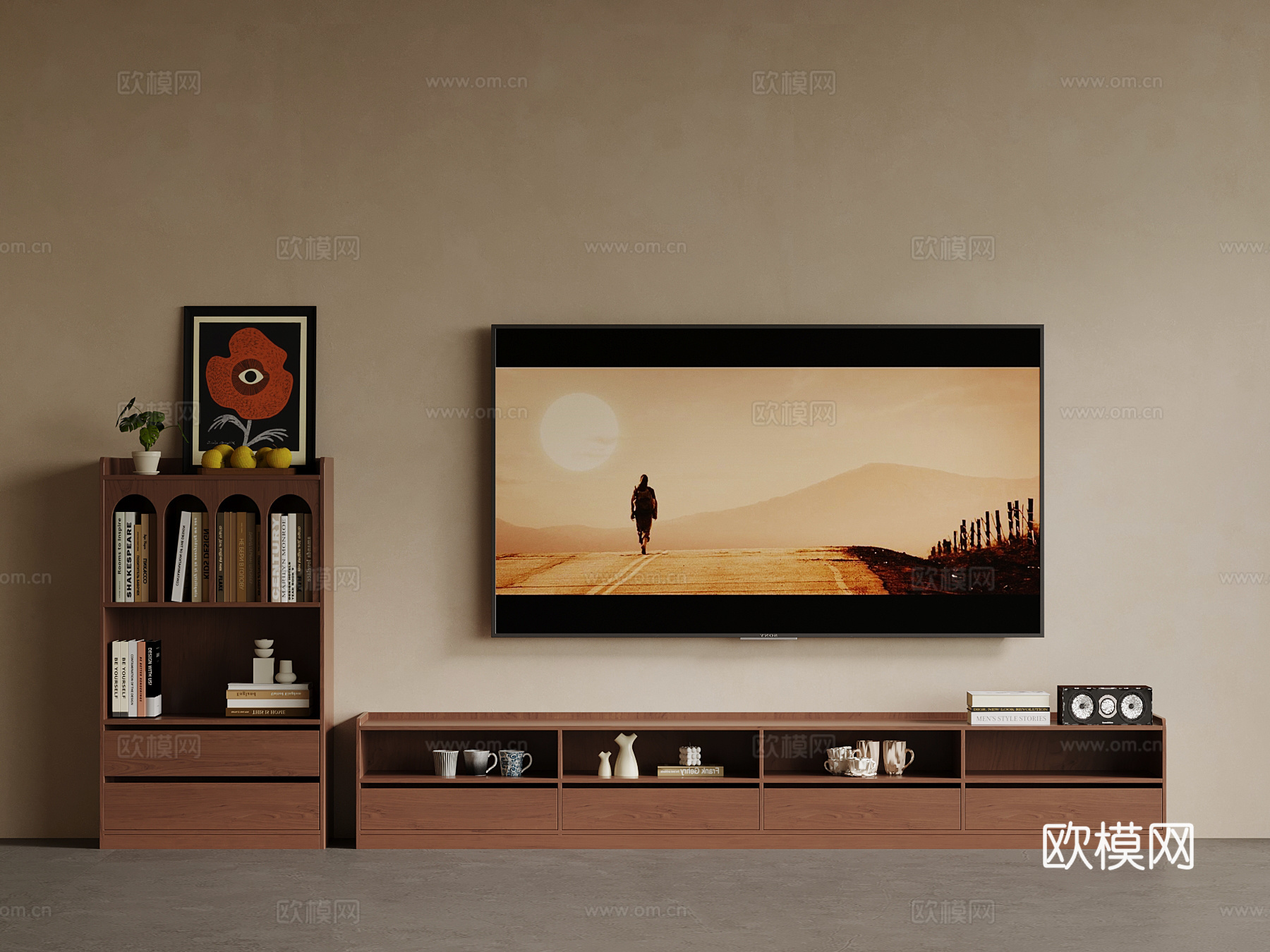 中古风电视柜su模型