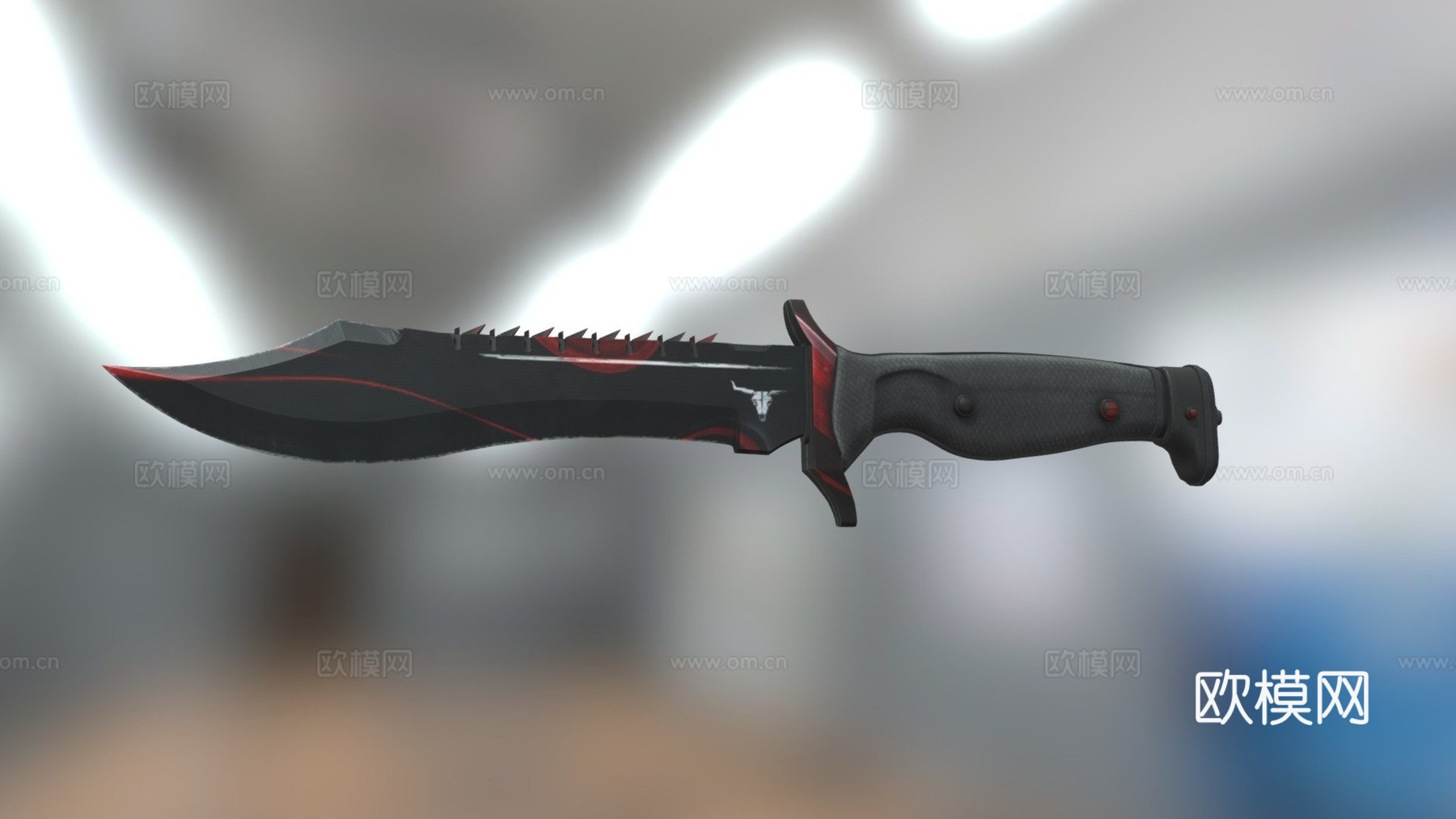 鲍伊猎刀苏格兰纹3号3d模型下载（渲染图1）