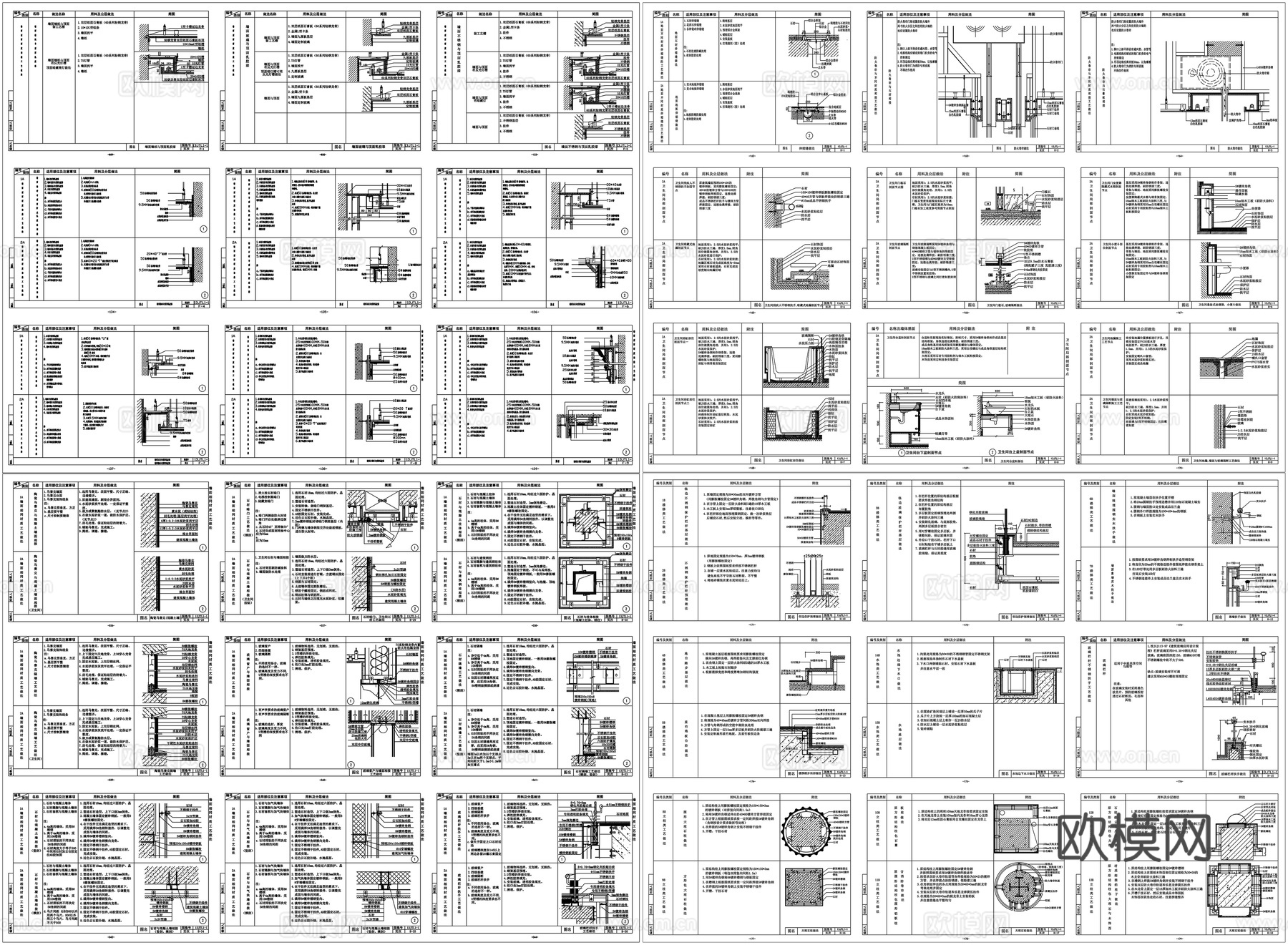 墙面吊顶隔墙卫生间节点立柱地台踏步木饰面工艺做法素材CAD图cad施工图