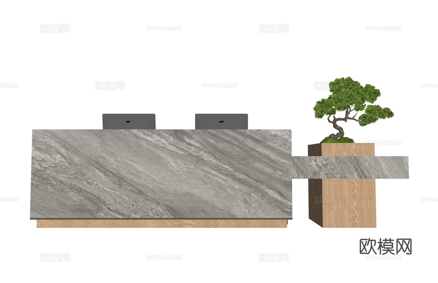 公司前台 前台 工位 展厅su模型