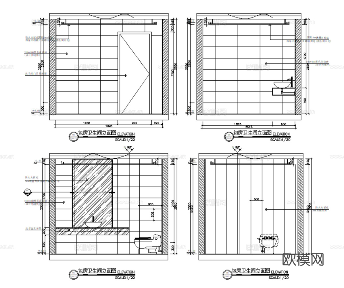 5套商务KTV室内CAD施工图效果图cad施工图