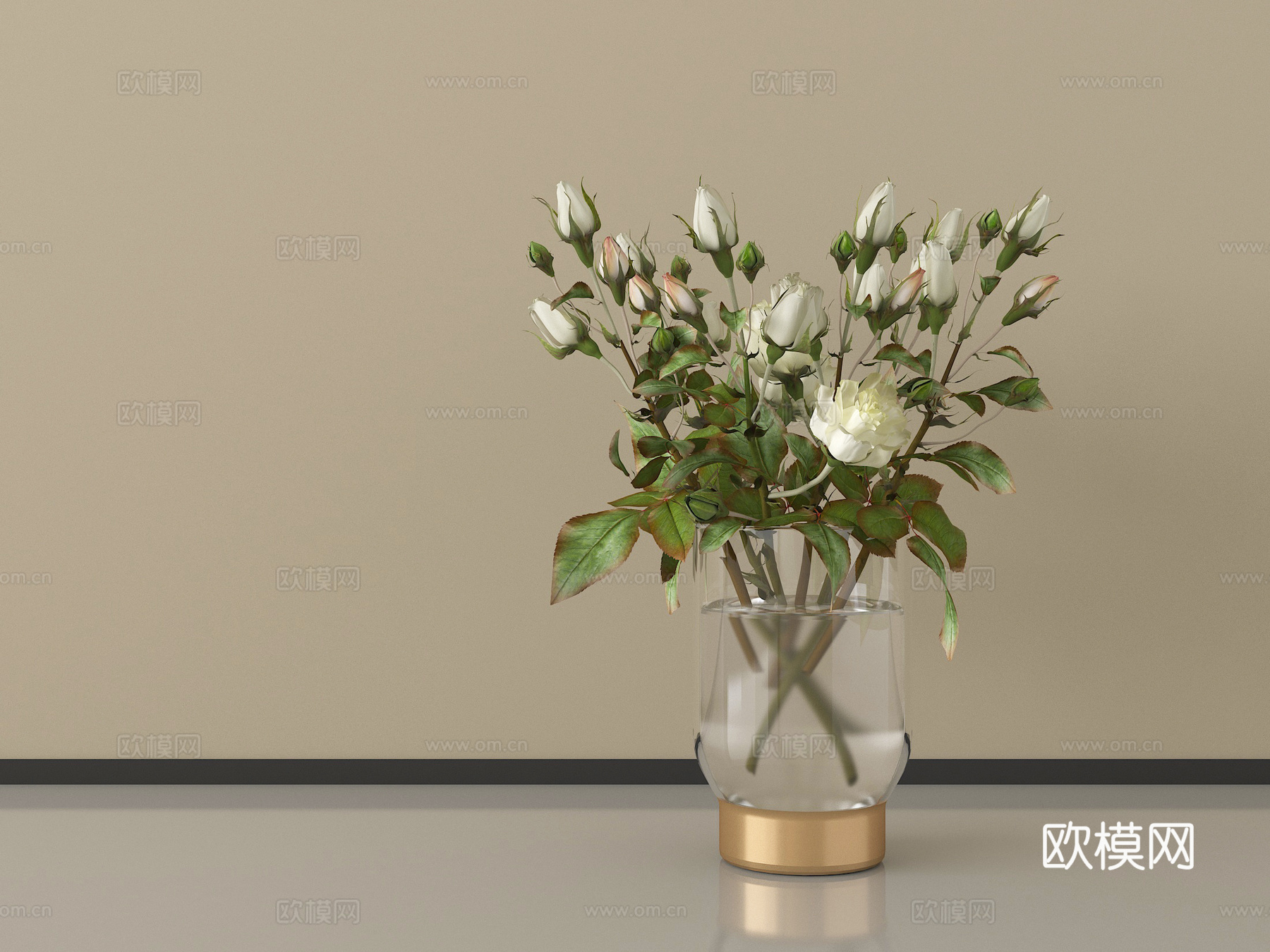 现代花瓶 花艺 绿植摆件su模型