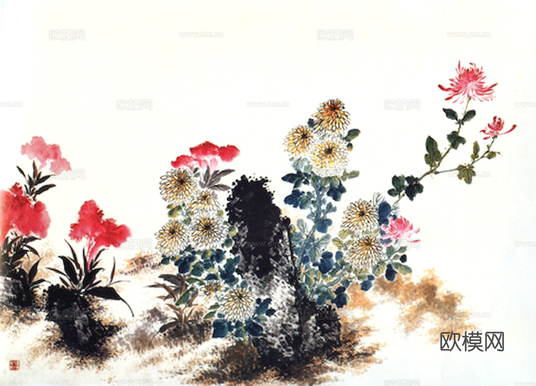 中式新中式挂画壁画字画山水花鸟背景墙壁纸装饰画抽象画油画下载