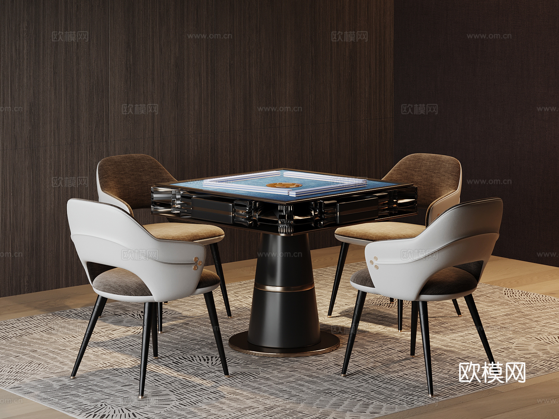 现代麻将桌su模型