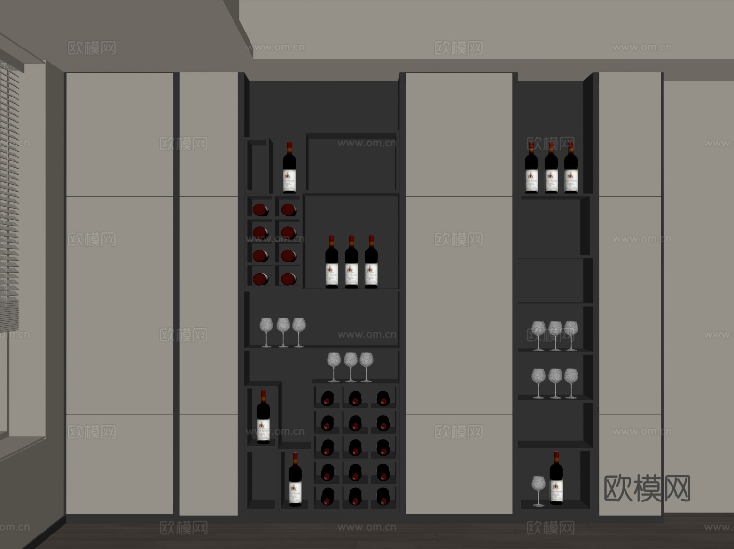 现代意式酒柜su模型