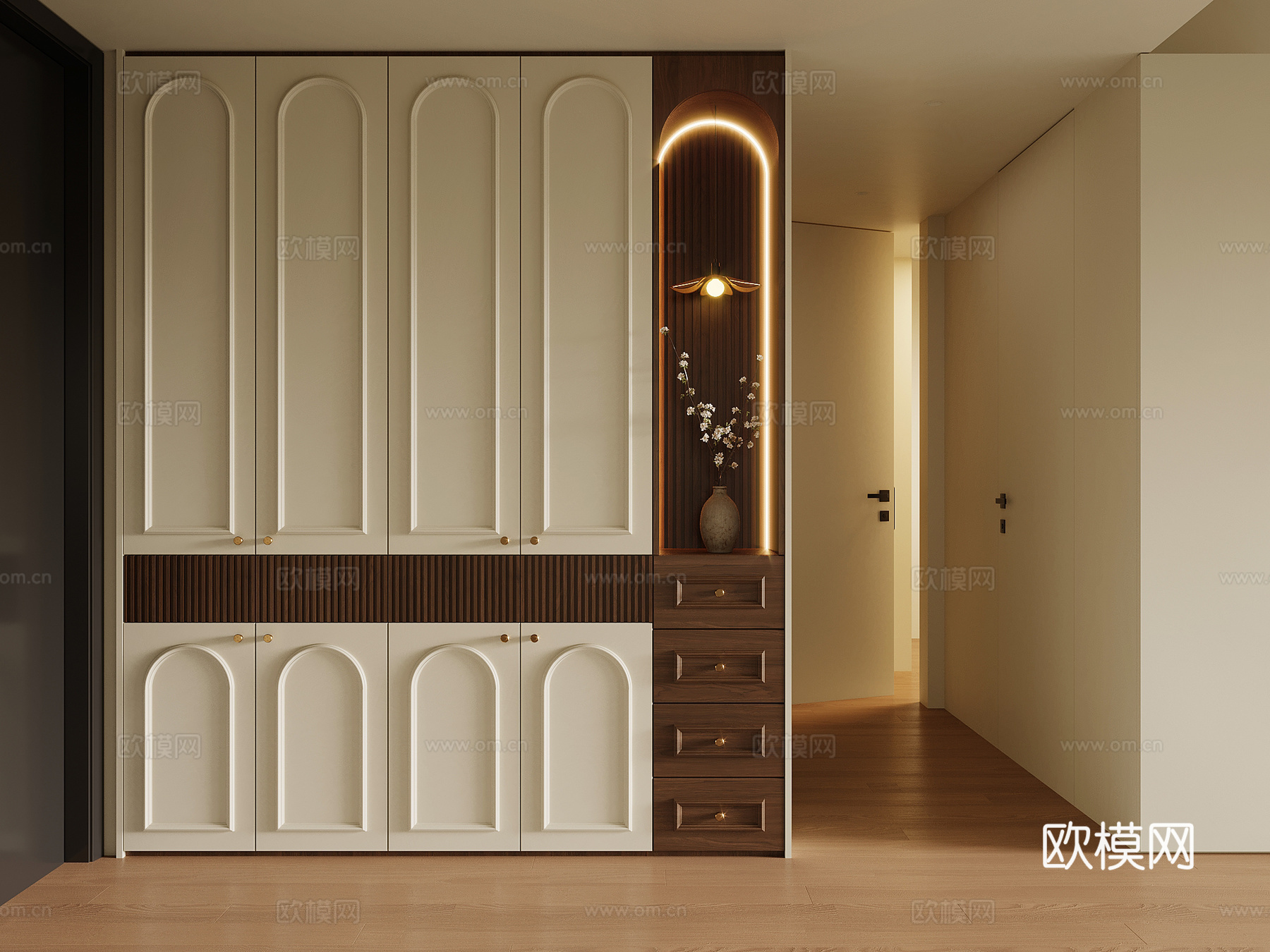 法式中古风鞋柜 入户鞋柜su模型