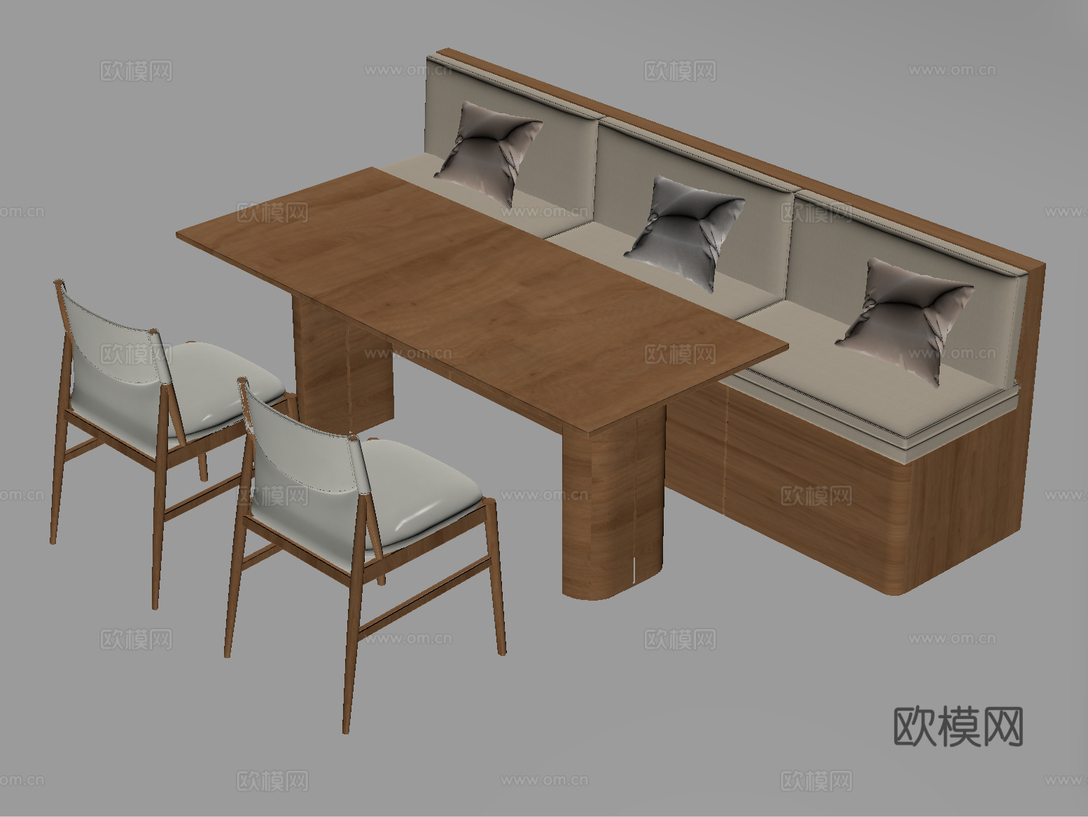 现代卡座沙发 桌椅su模型