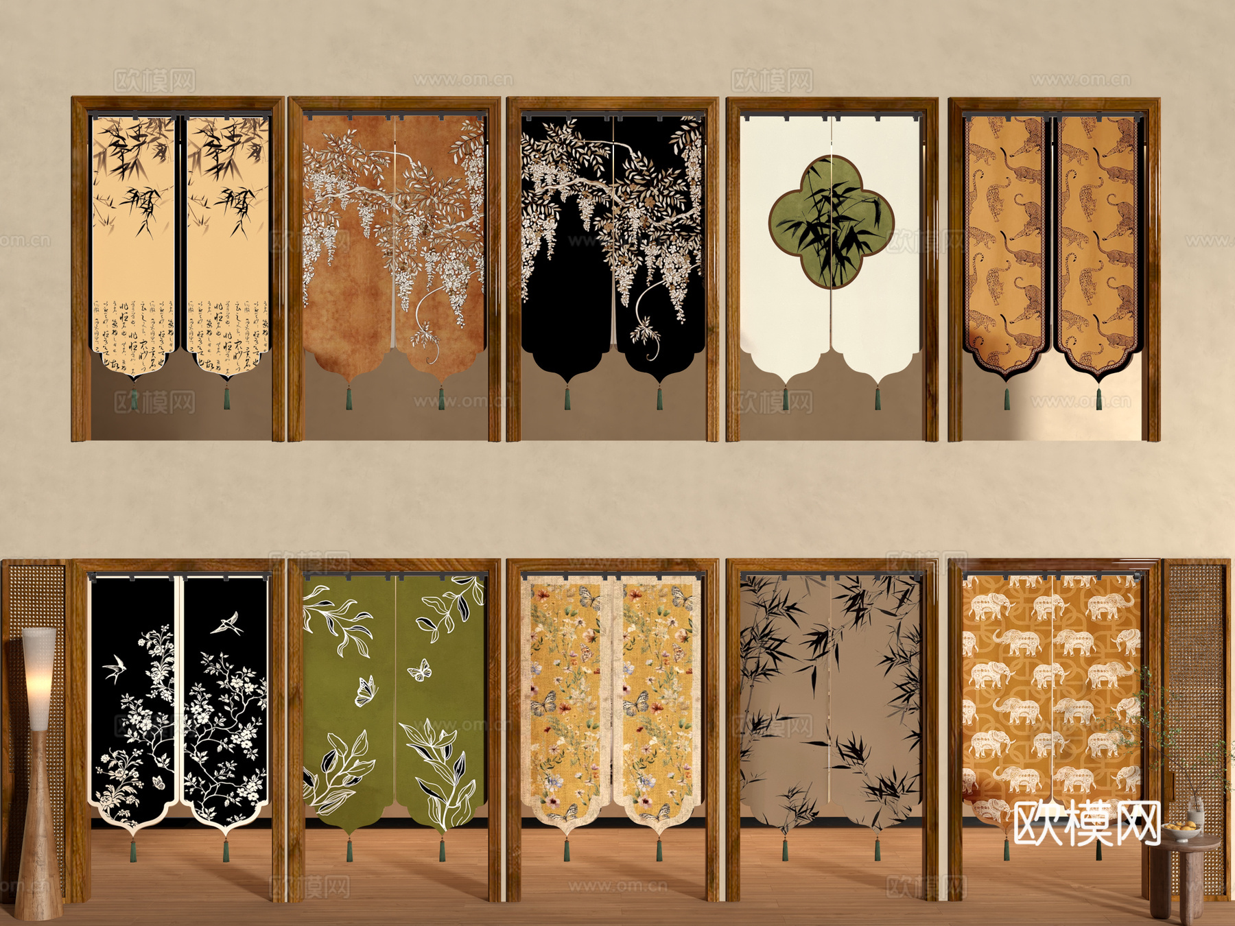 门帘 拉帘 厨房门帘 茶馆门帘 布帘3d模型下载