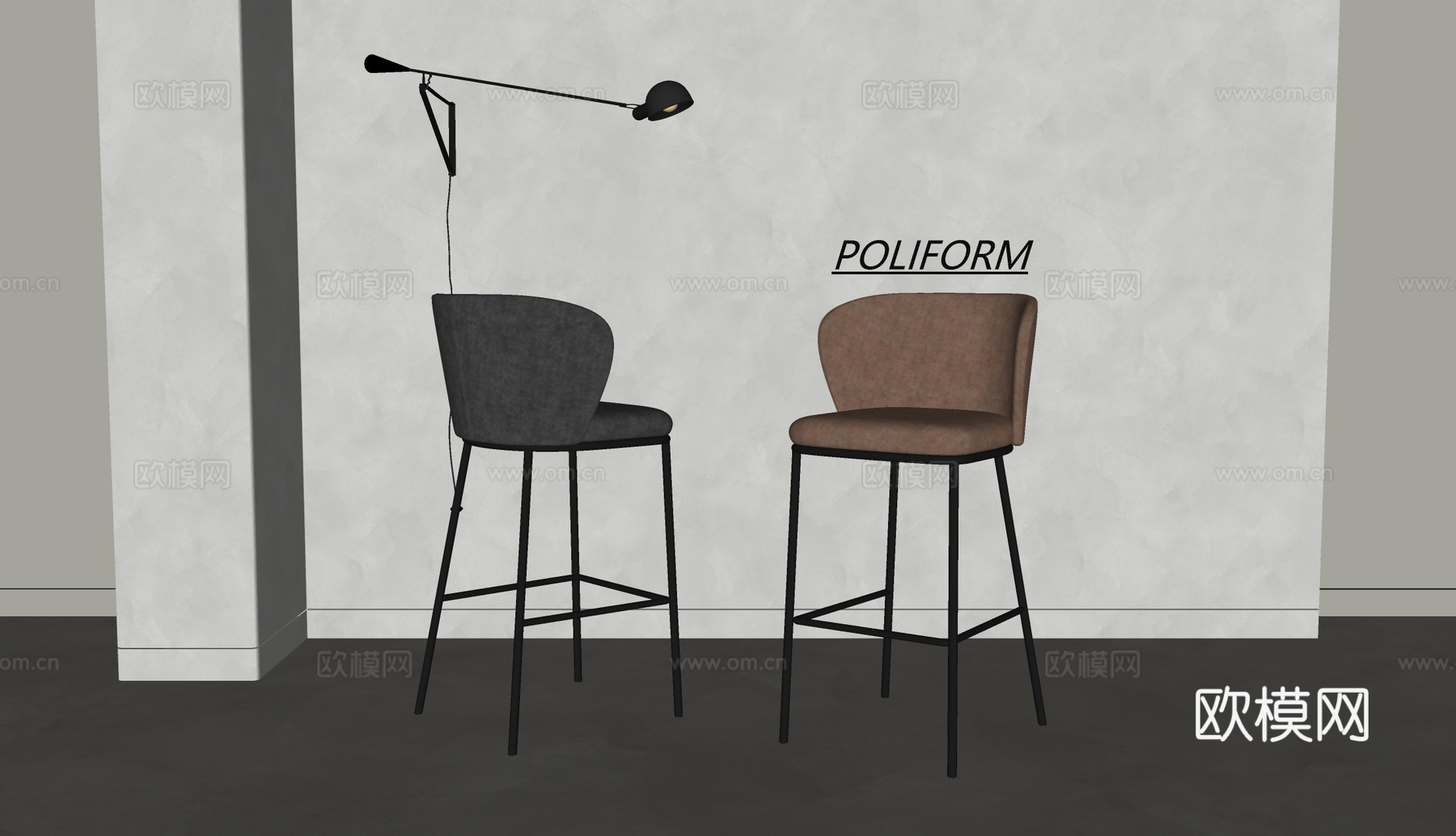 poliform现代吧椅 皮革吧椅su模型