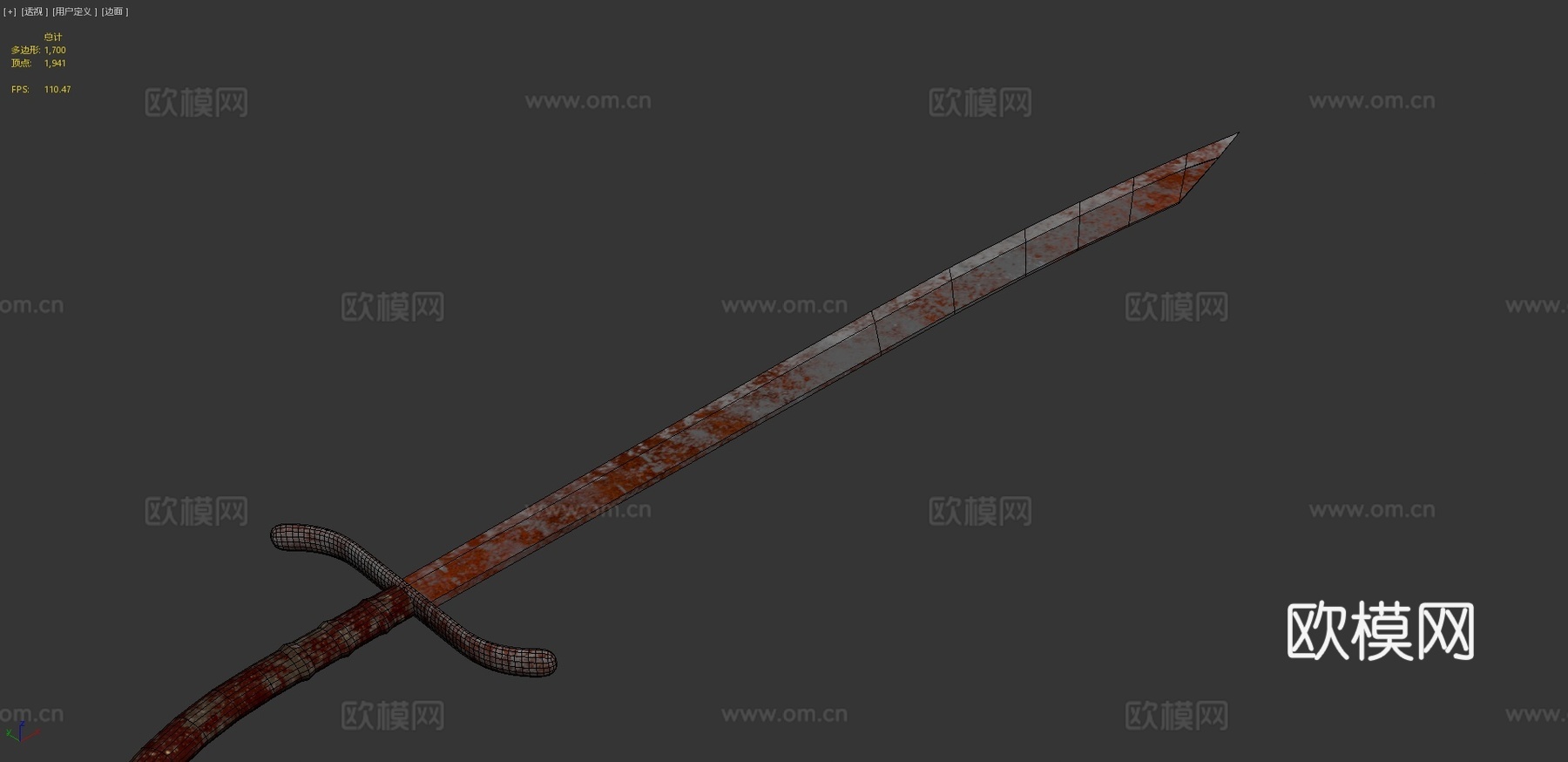 海盗军刀脏污3d模型下载（渲染图4）