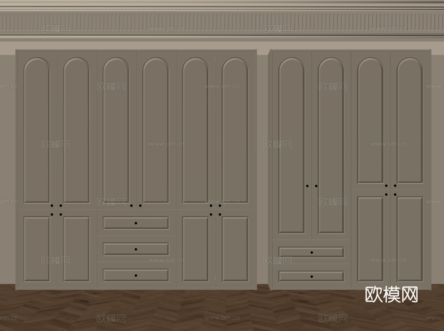 法式奶油风衣柜su模型