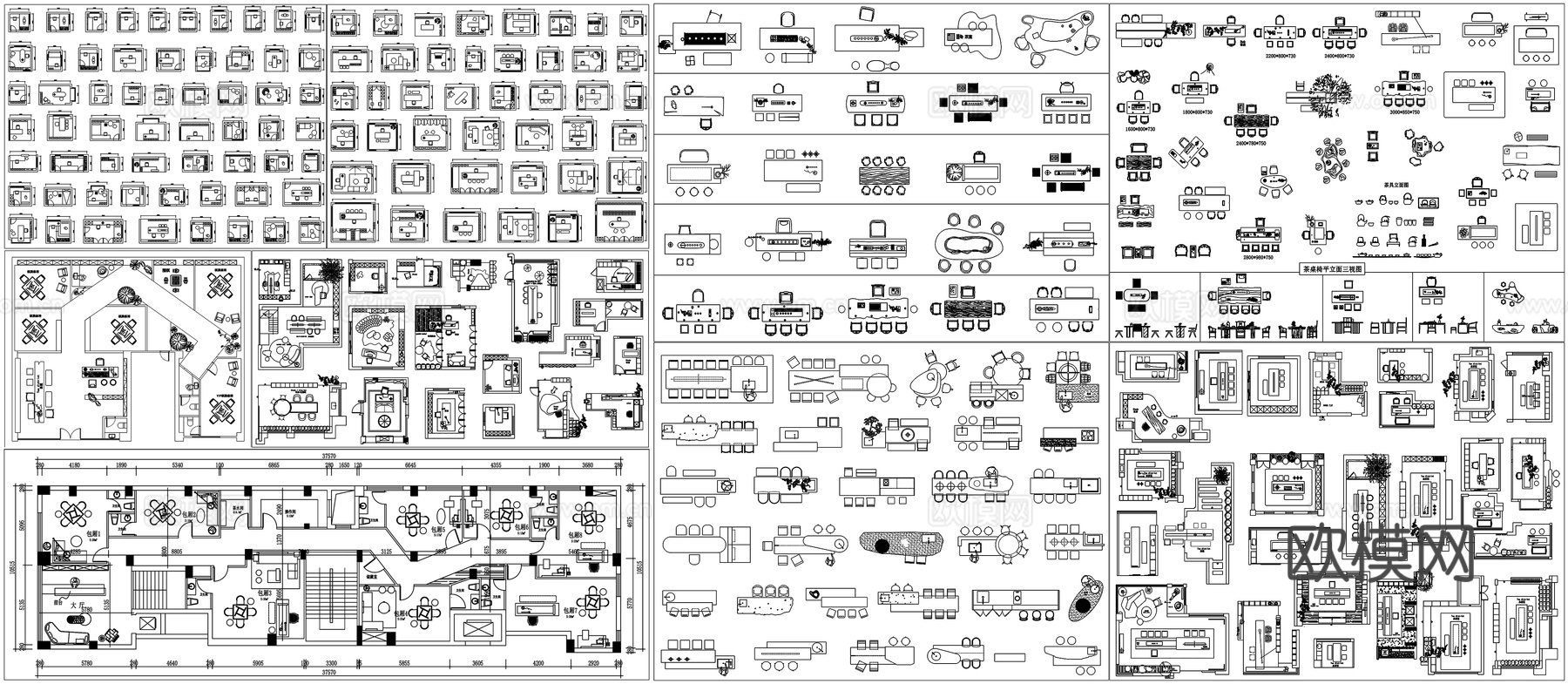 茶桌茶台吧台西厨岛台麻将桌象棋桌围棋桌餐桌岛台素材CAD图库cad施工图