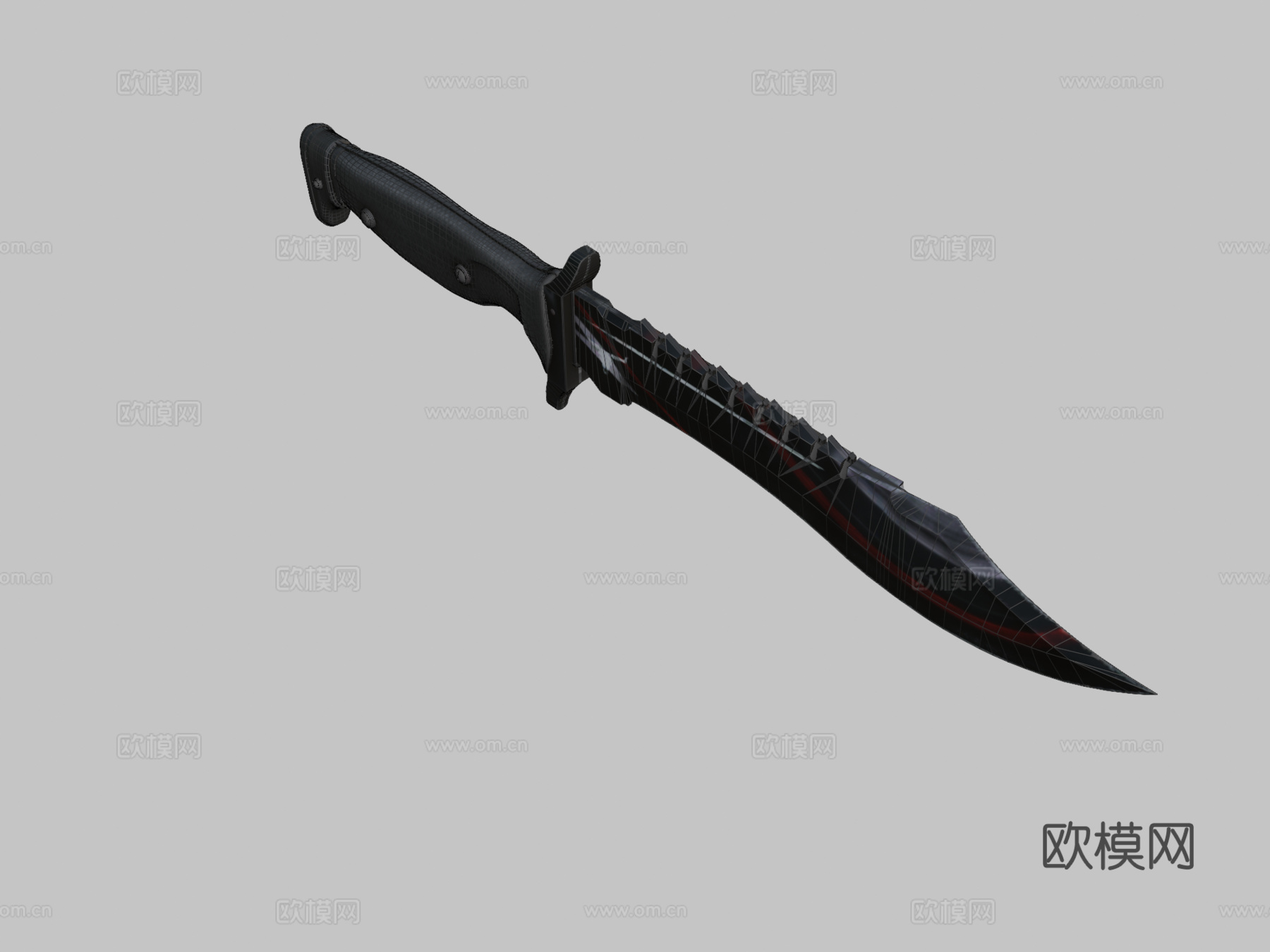 鲍伊猎刀苏格兰纹5号3d模型下载（渲染图2）