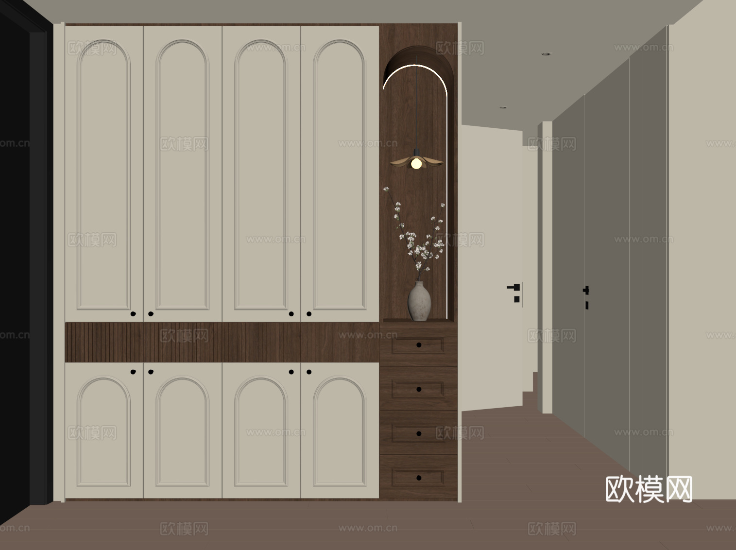 法式中古风鞋柜 入户鞋柜su模型