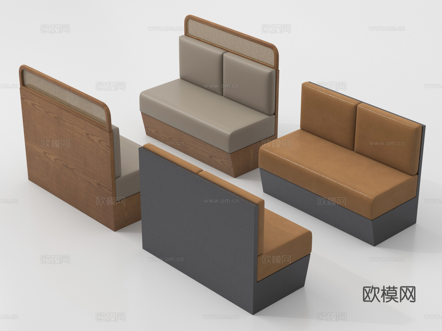 现代卡座沙发su模型