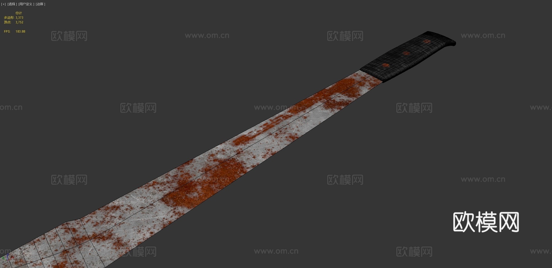 简易砍刀生锈3d模型下载（渲染图4）