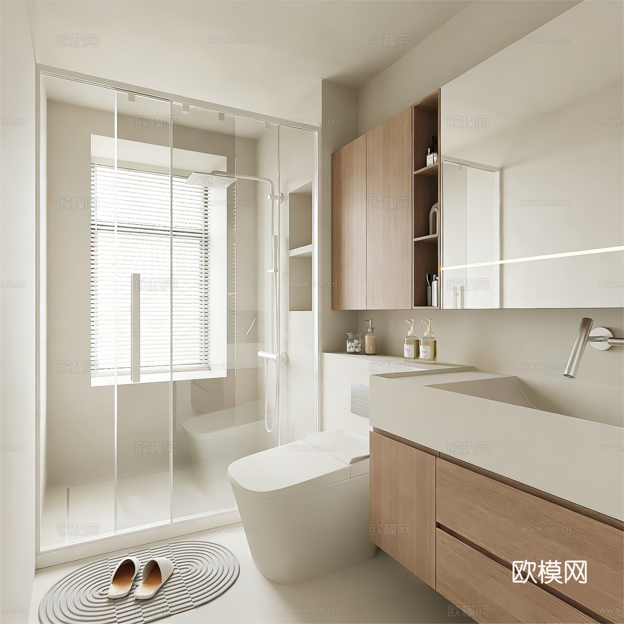 现代卫生间 干湿分离卫生间3d模型下载