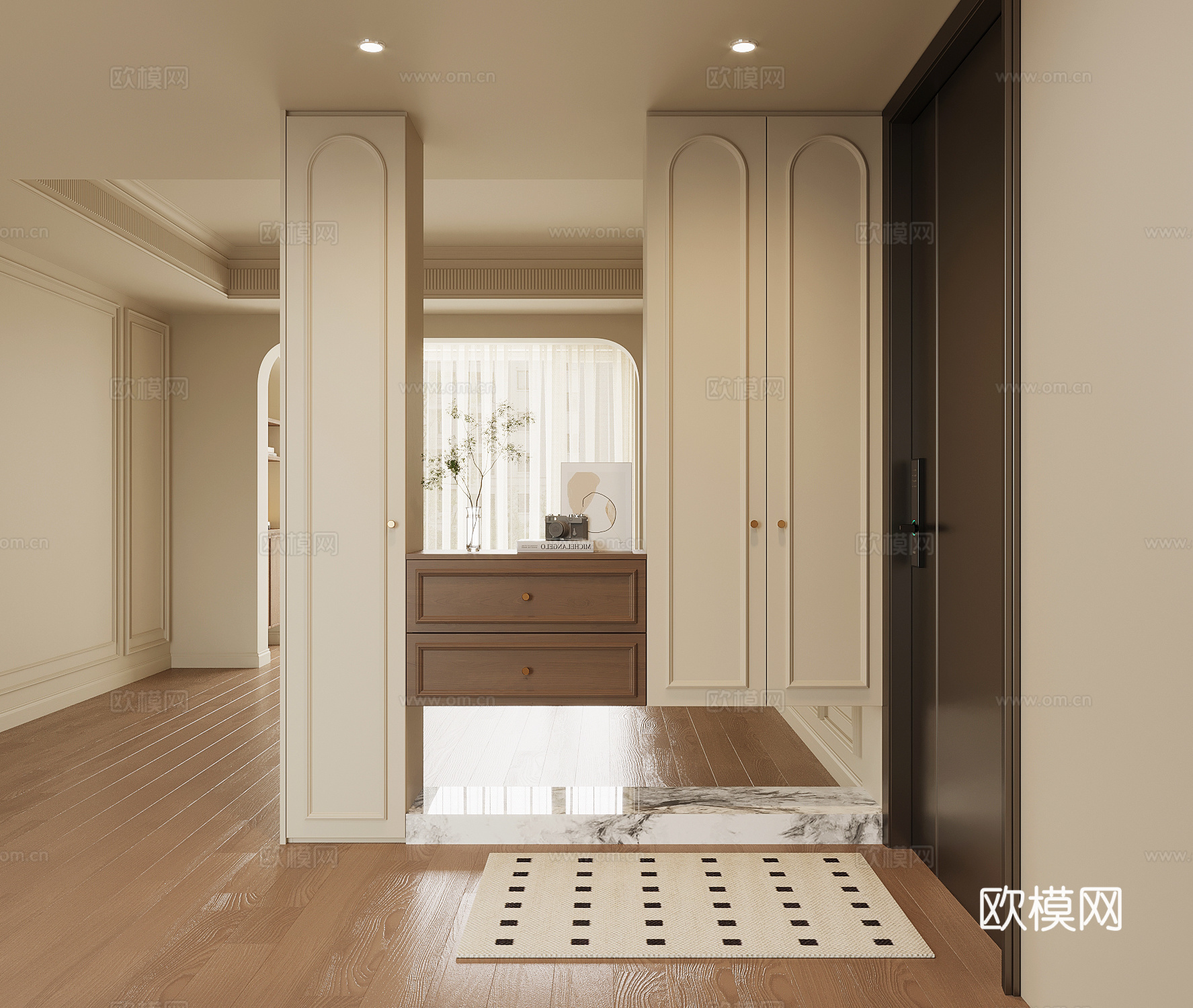 法式中古风鞋柜 入户鞋柜su模型