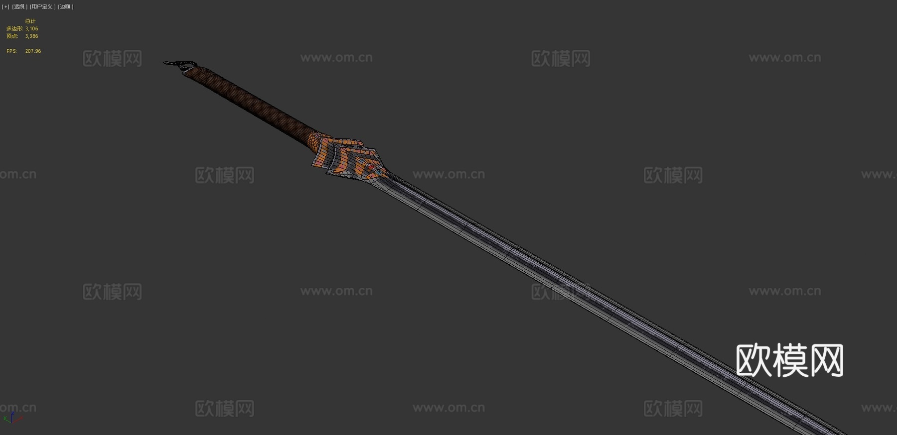 剑.低多边形3d模型下载（渲染图4）