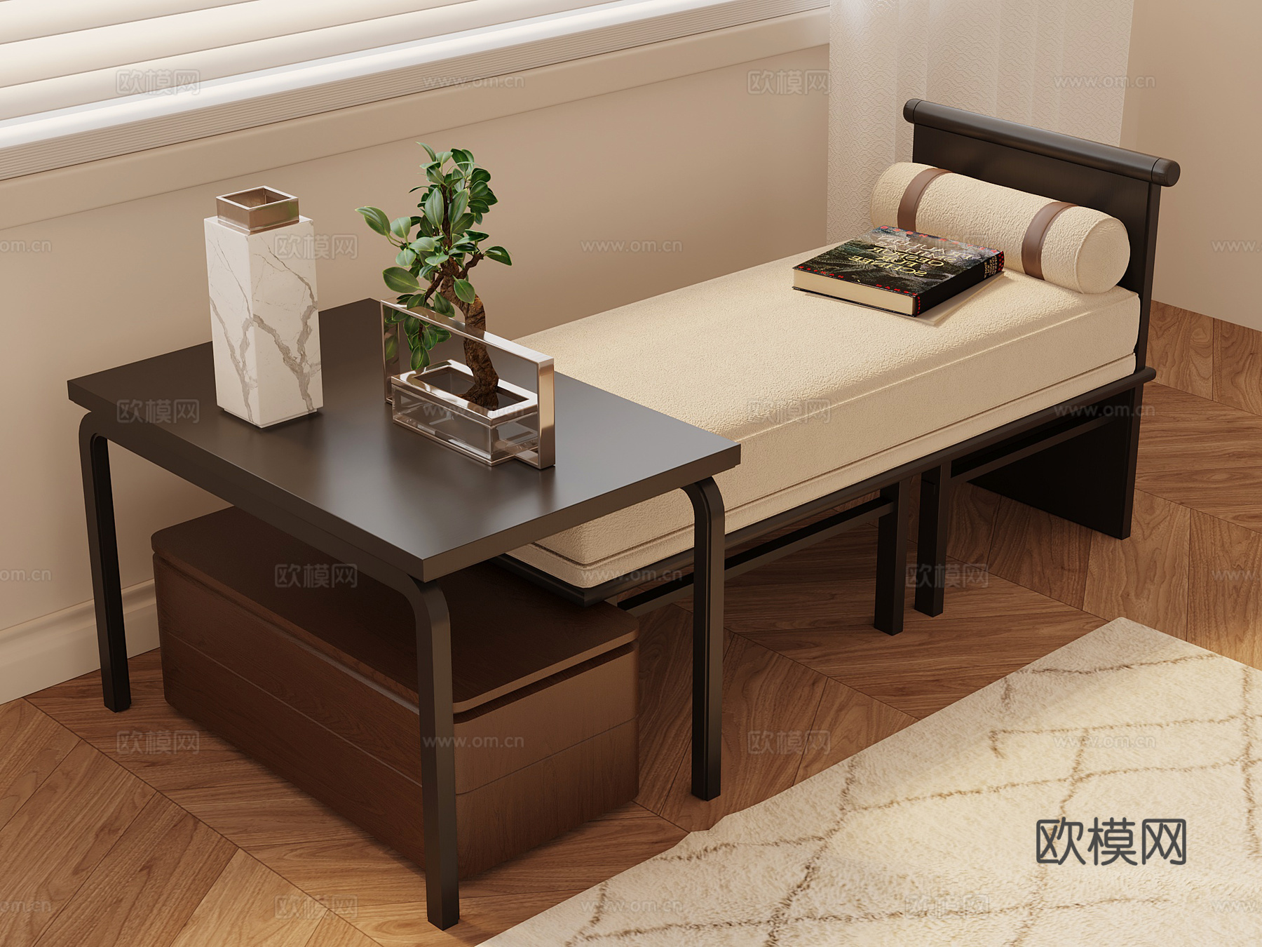 新中式沙发凳 贵妃椅3d模型