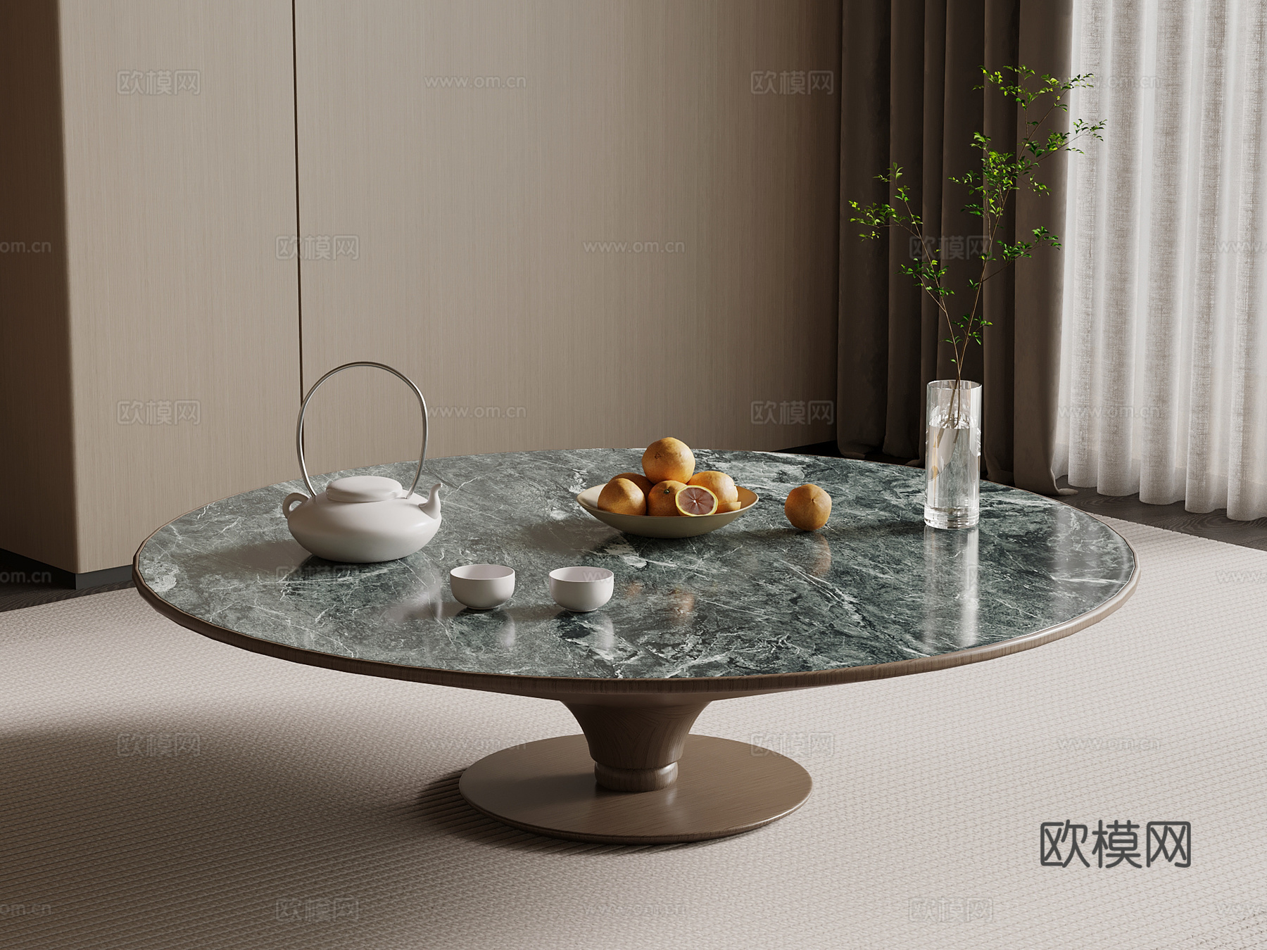 现代意式茶几 大理石茶几su模型