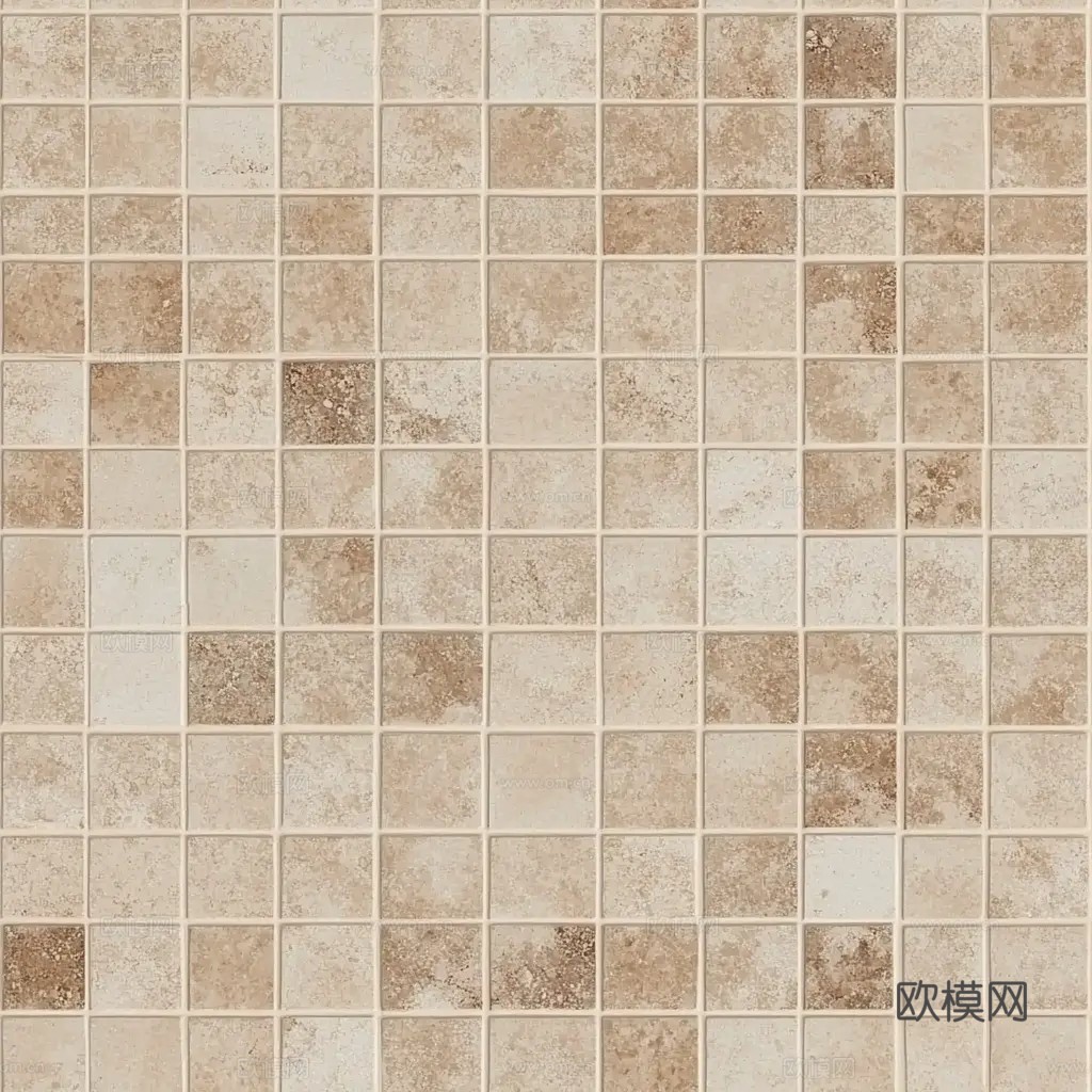 复古马赛克_黄棕灰瓷砖马赛克