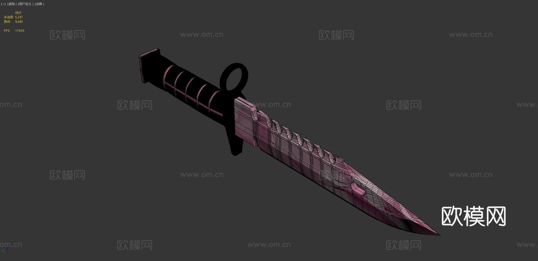 M9刺刀3d模型下载（渲染图4）