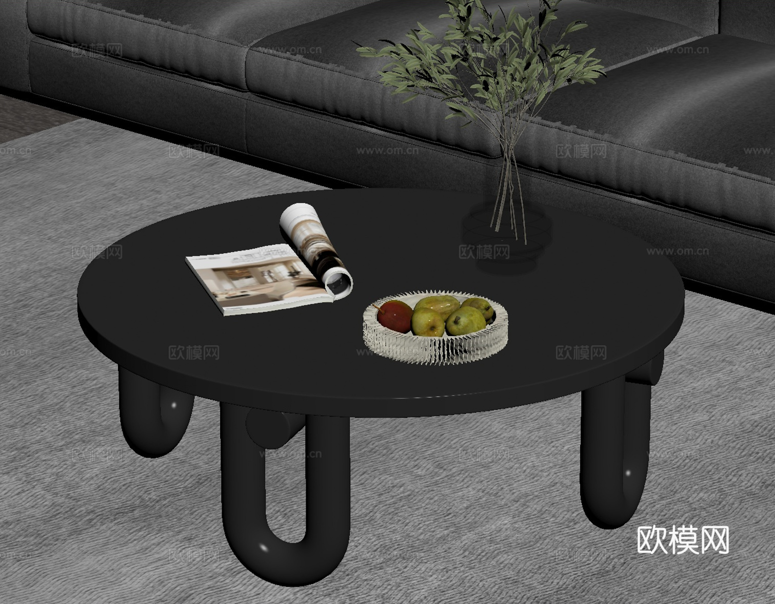 意式复古茶几su模型