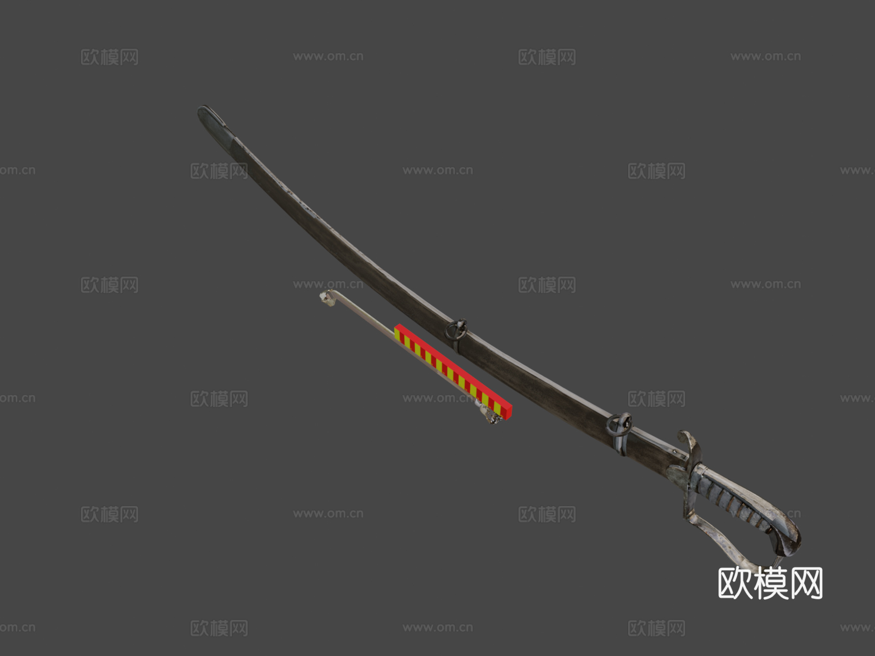 年轻骑兵军刀军官3d模型下载（渲染图7）