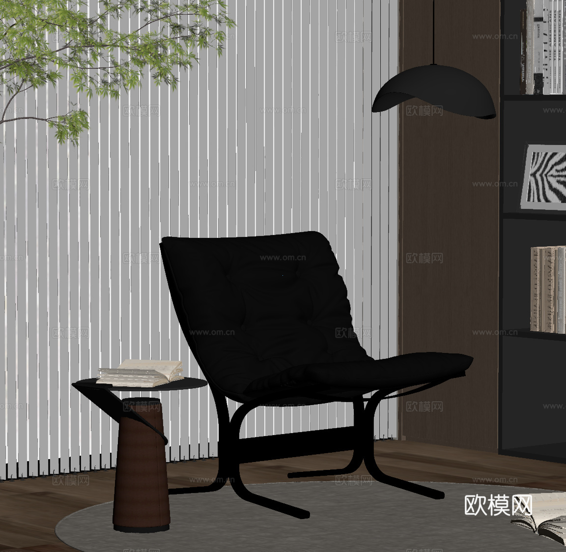 现代意式休闲椅 边几su模型