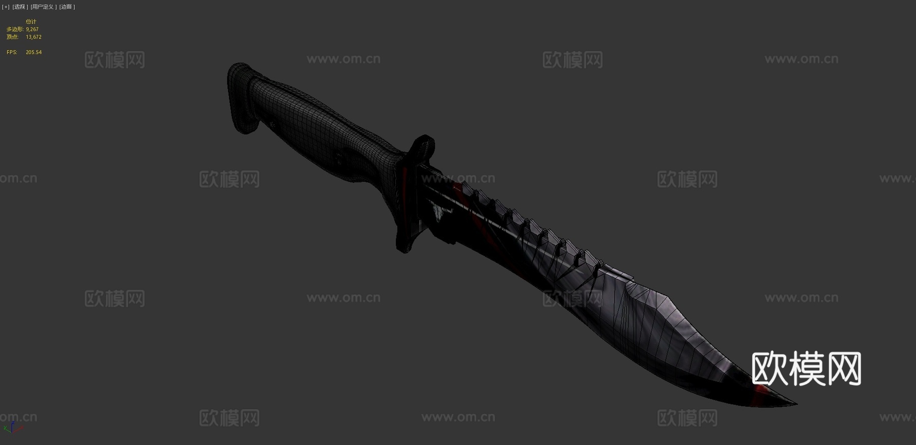 鲍伊猎刀苏格兰纹4号3d模型下载（渲染图4）