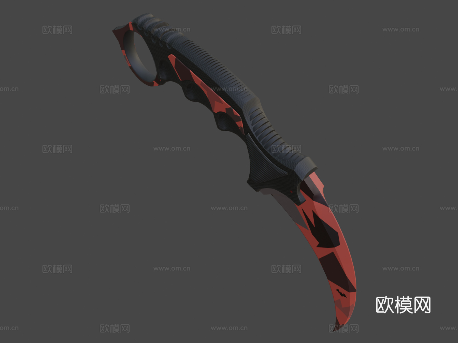 爪刀红色迷彩3d模型下载（渲染图7）