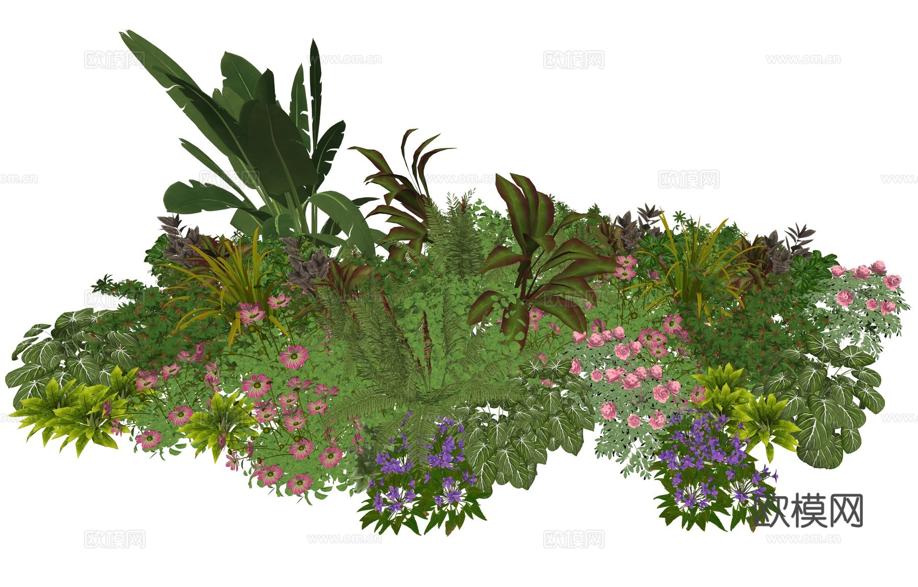 现代庭院景观植物组合su模型下载