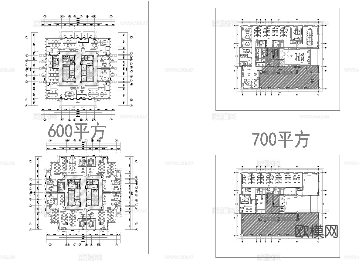 28套办公室 最新平面施工图合集cad施工图