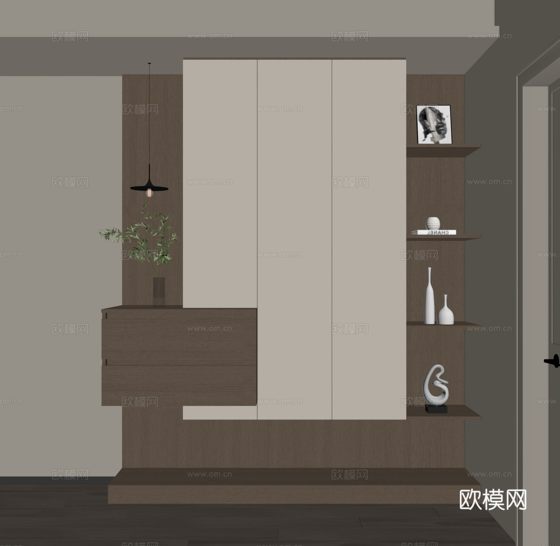 现代意式鞋柜 入户鞋柜su模型