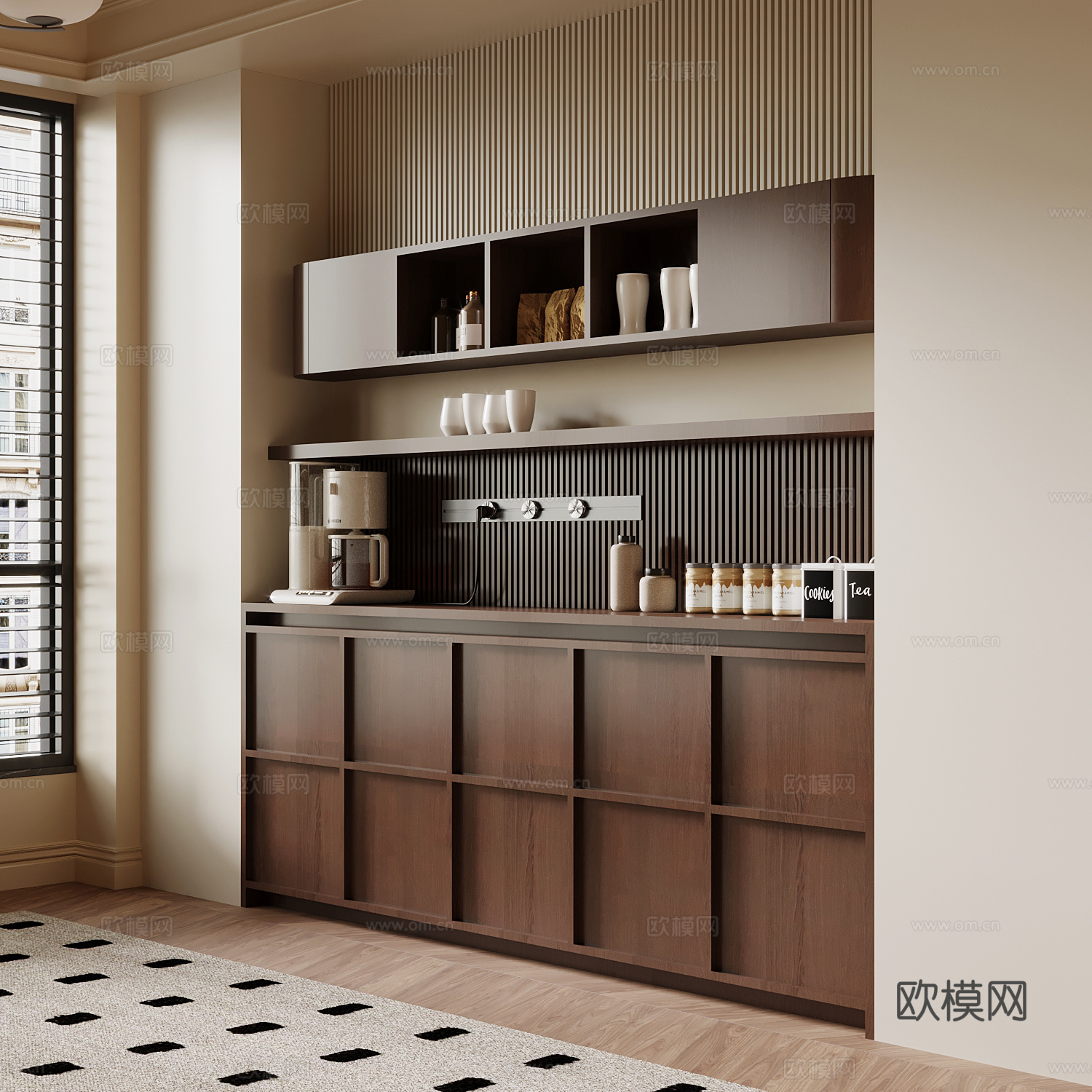 中古风置物柜su模型