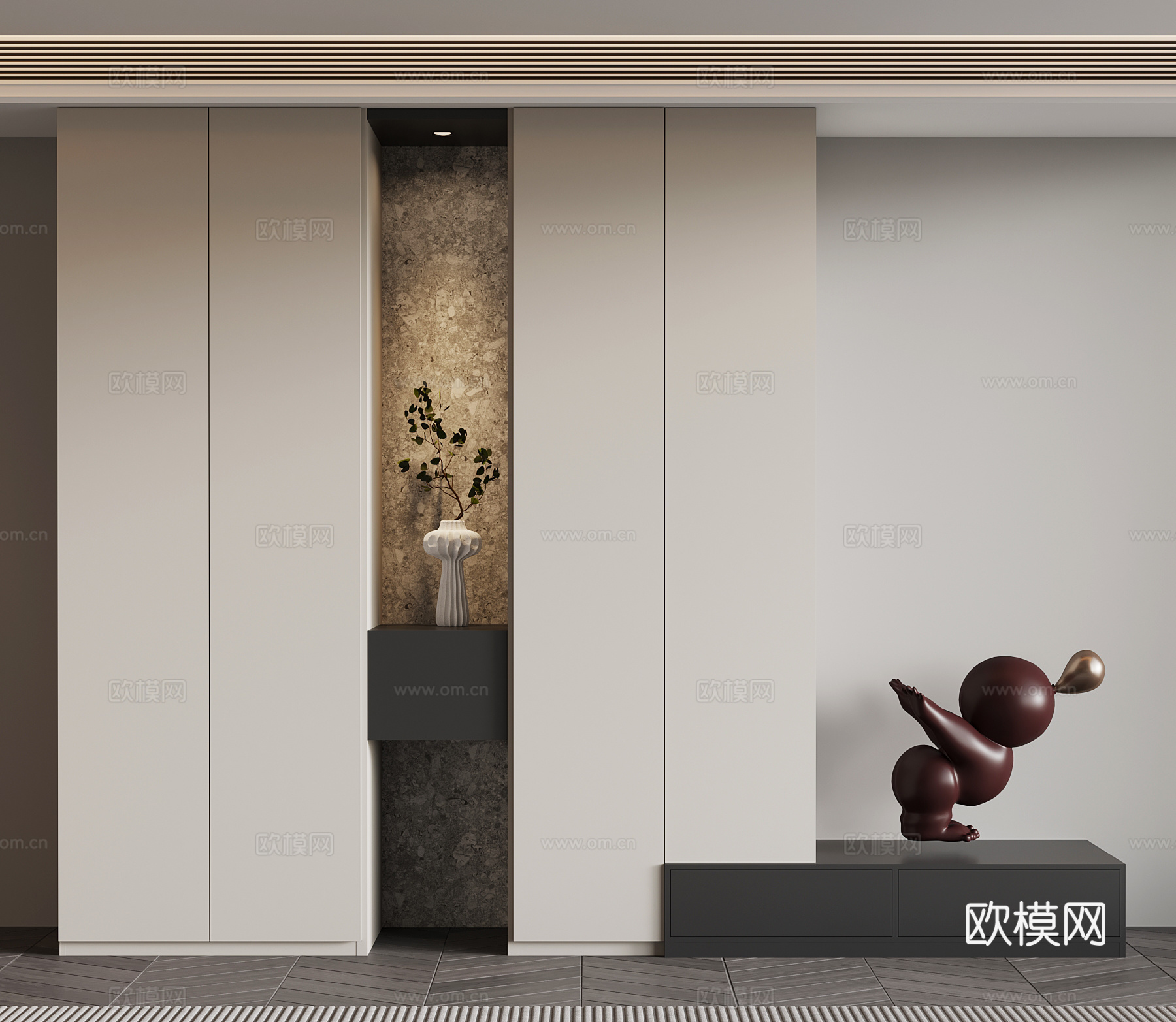 现代意式玄关柜 鞋柜su模型
