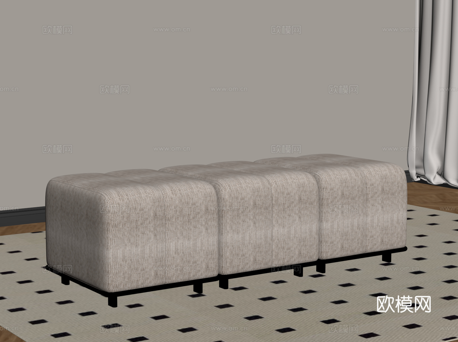 现代换鞋凳su模型