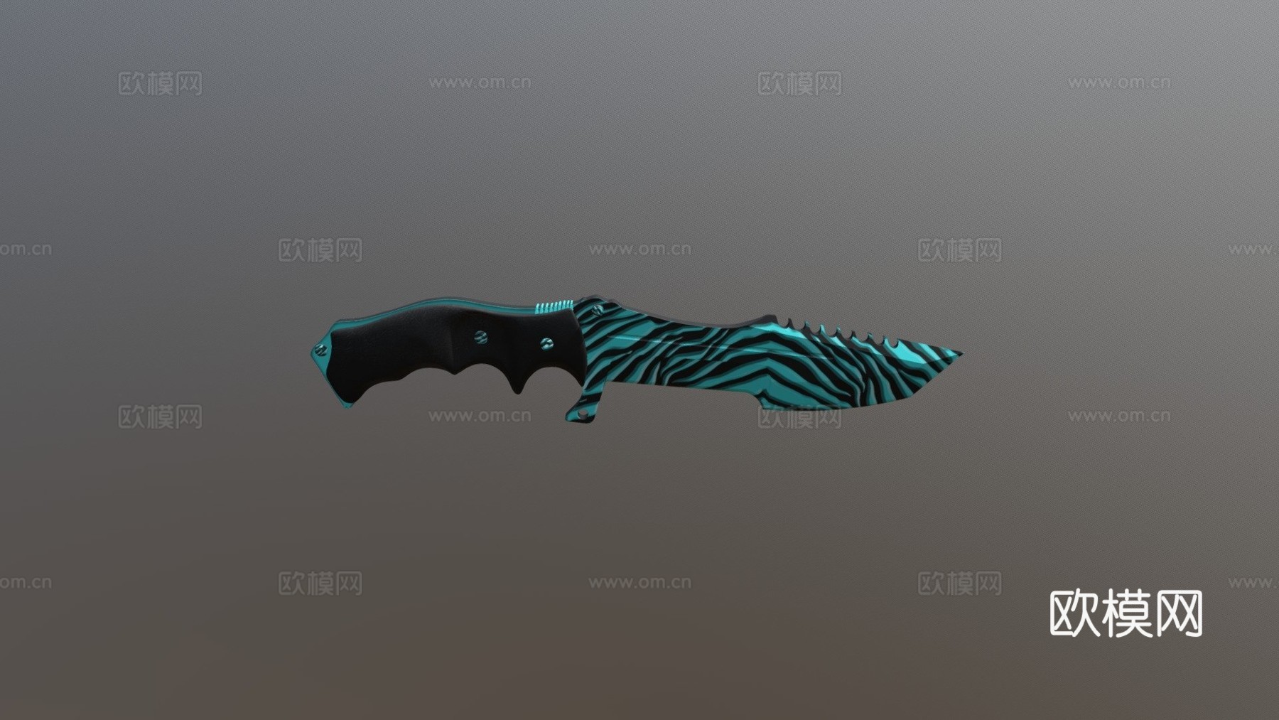 猎人刀擦伤浅蓝3d模型下载（渲染图1）