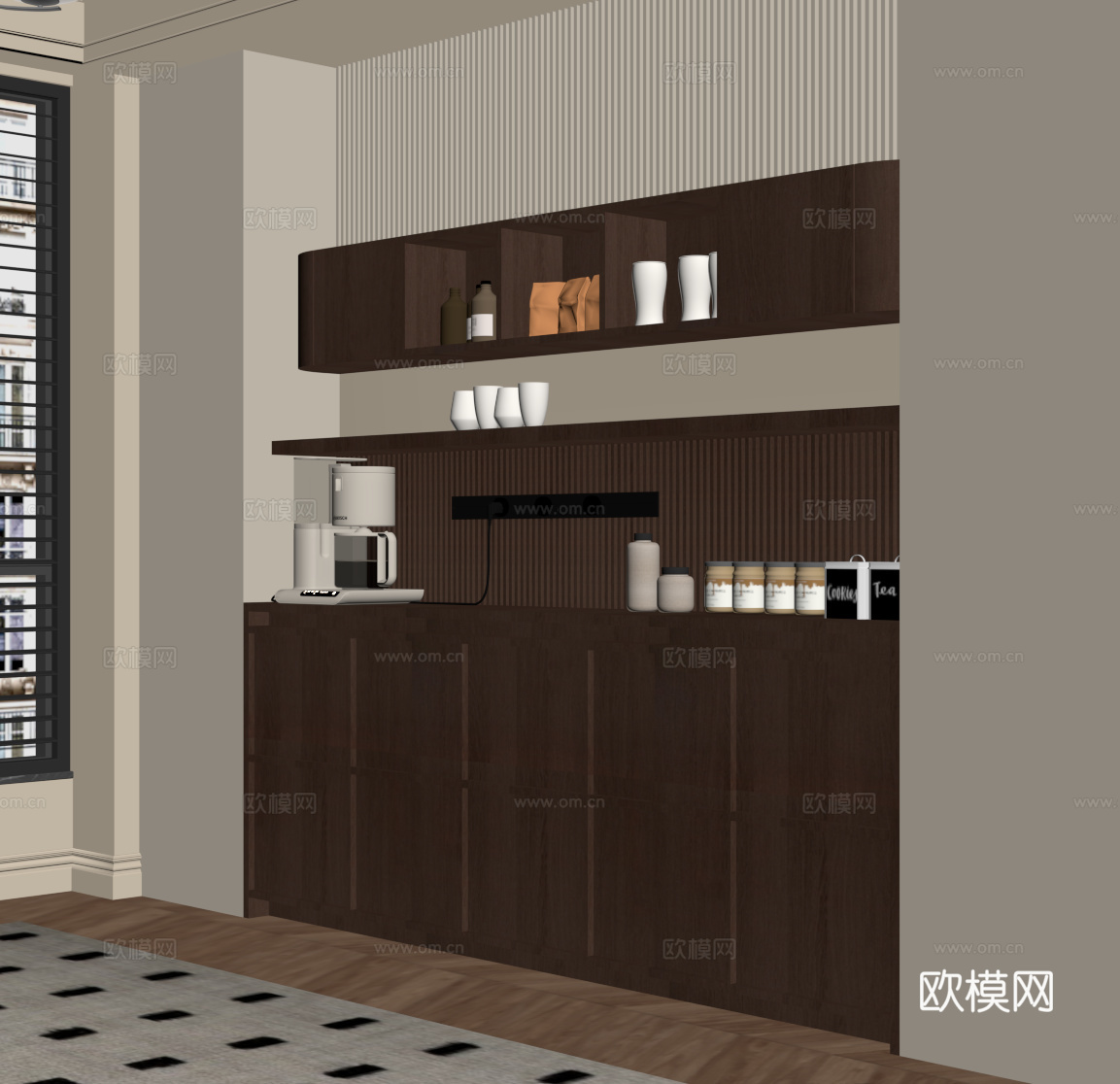 中古风置物柜su模型