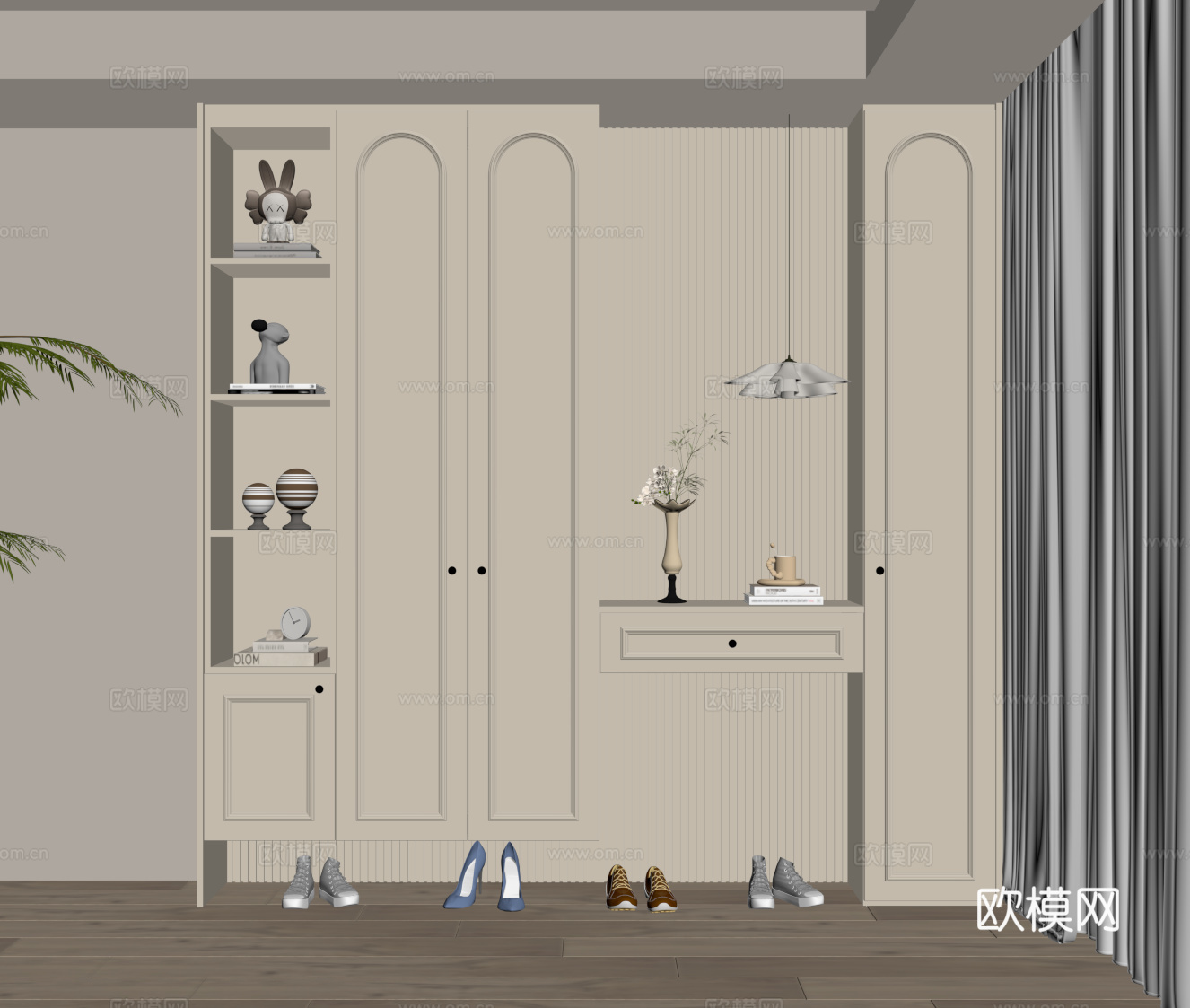 法式中古风鞋柜 入户鞋柜su模型