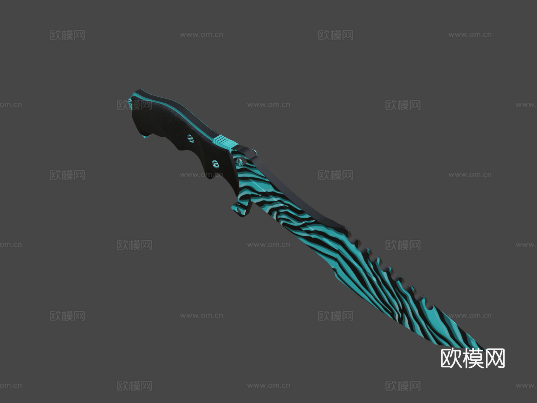 猎人刀擦伤浅蓝3d模型下载（渲染图6）