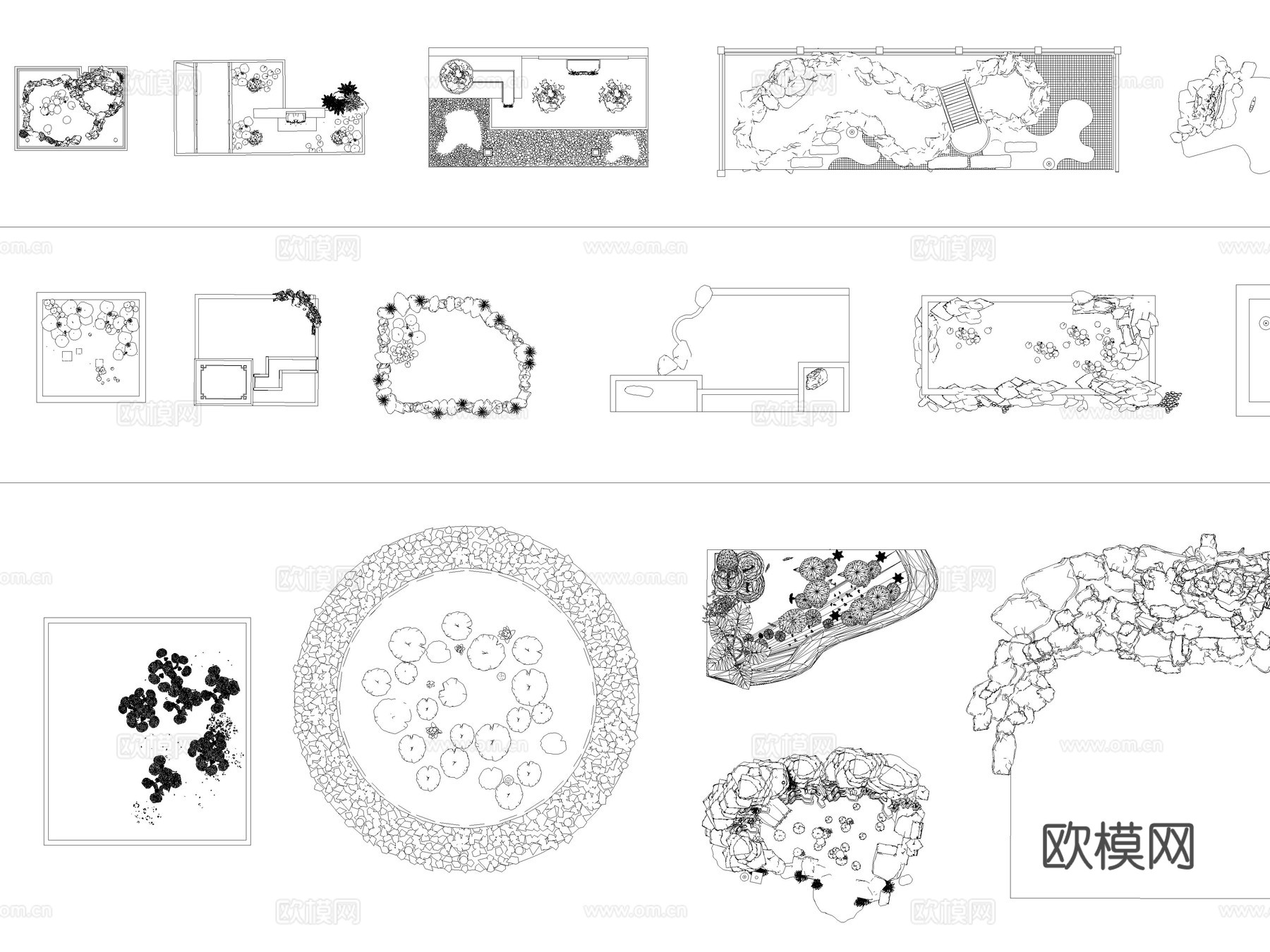 鱼池 观赏鱼池 私家水景 水庭园 鱼溏cad施工图
