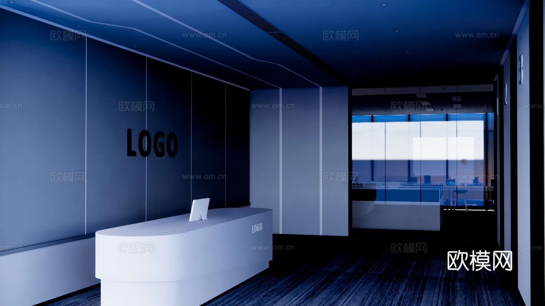 工装 办公空间 电脑 公司前台su模型