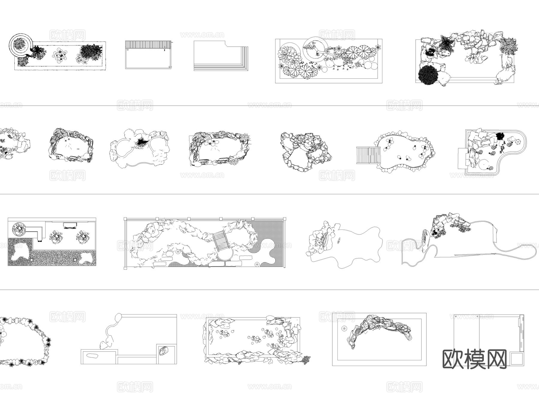 鱼池 观赏鱼池 私家水景 水庭园 鱼溏cad施工图