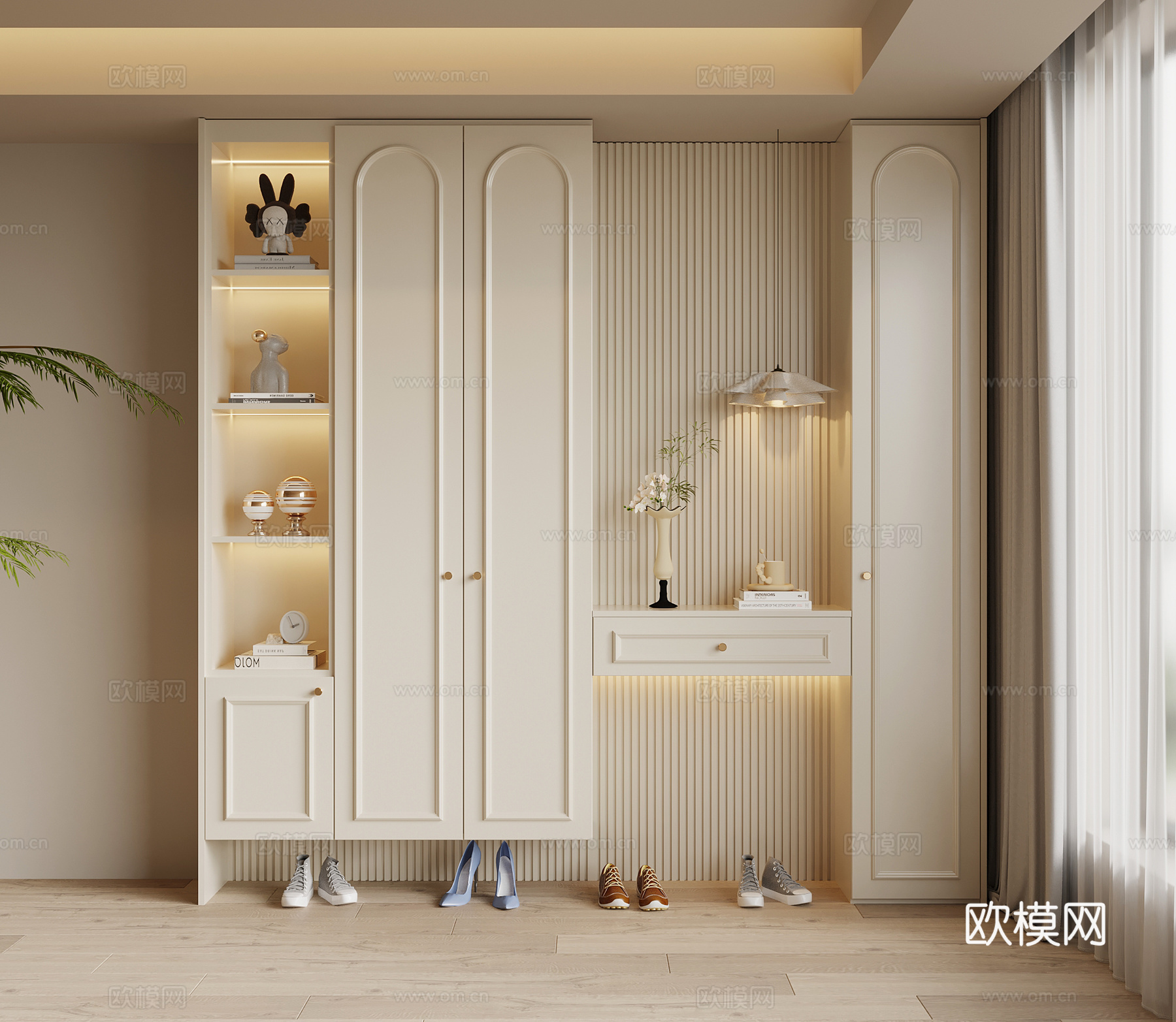 法式中古风鞋柜 入户鞋柜su模型
