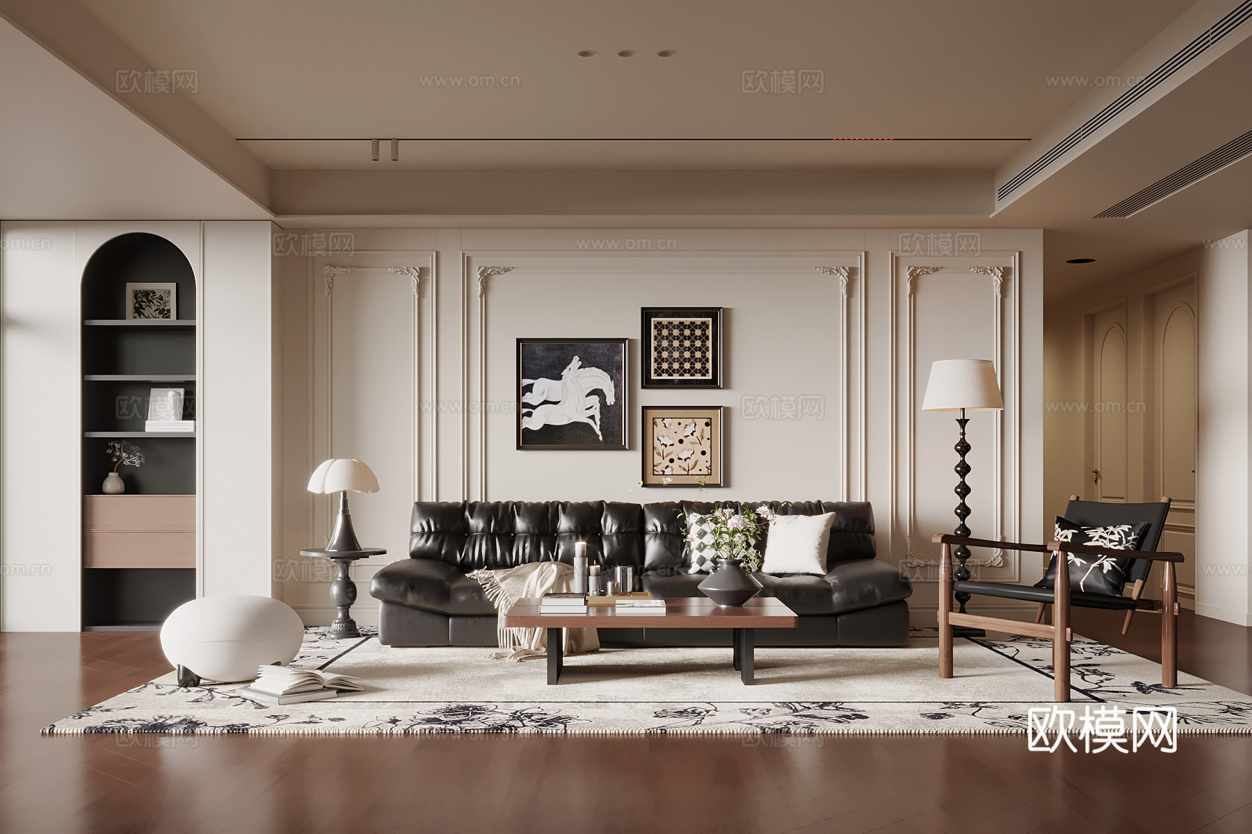 法式沙发茶几组合su模型