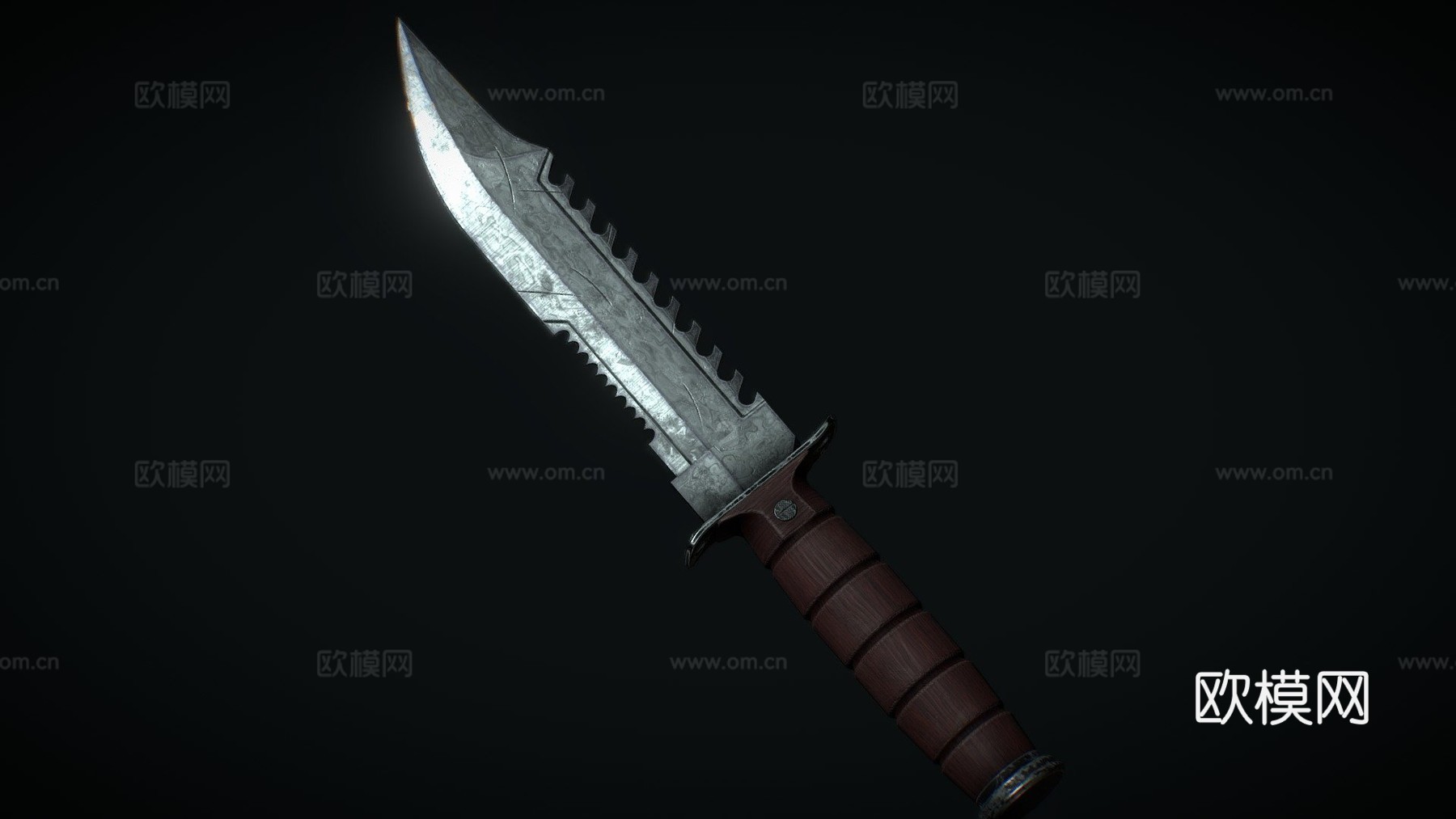 军刀低多边形3d模型下载（渲染图1）