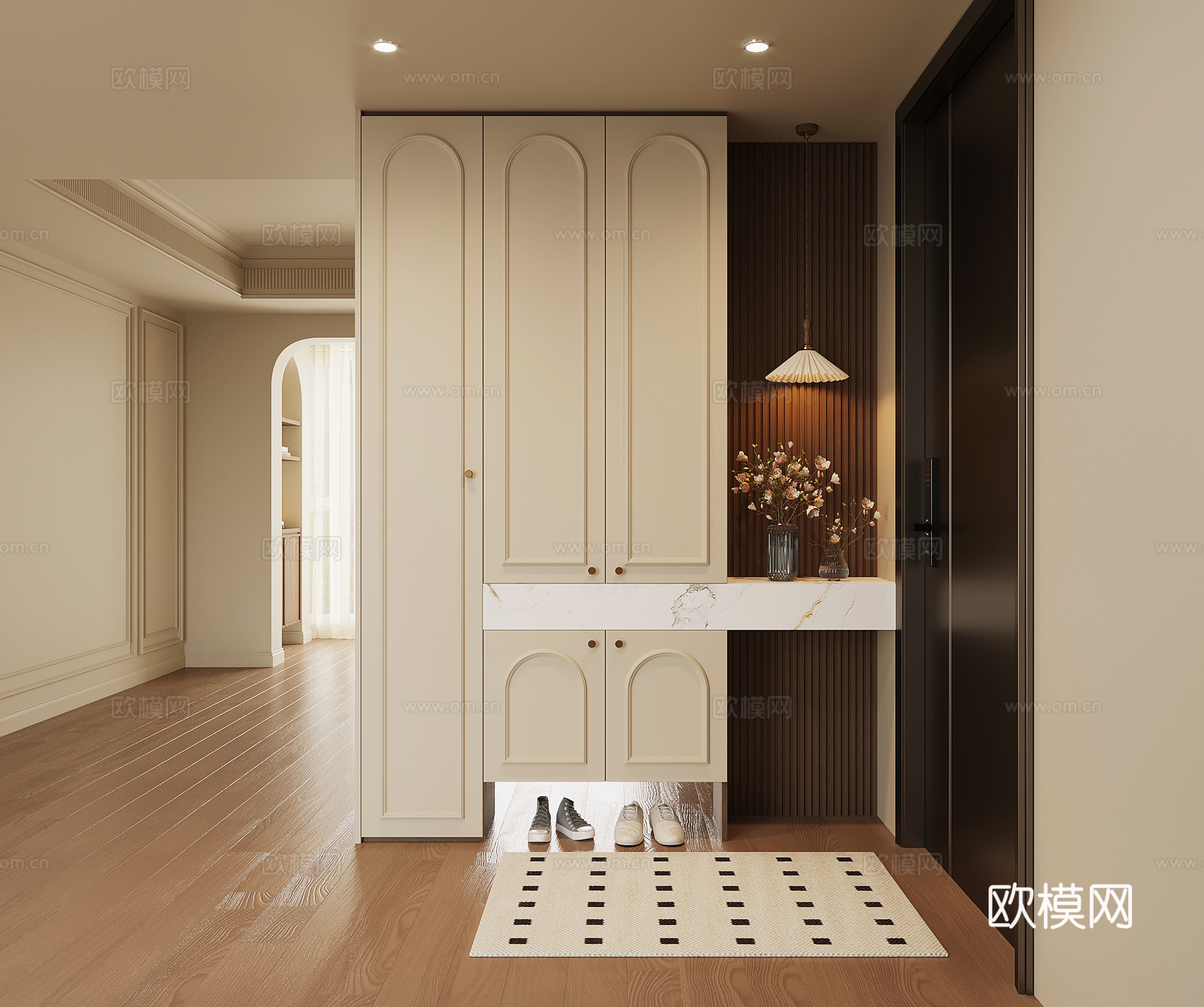 法式中古风鞋柜 入户鞋柜su模型